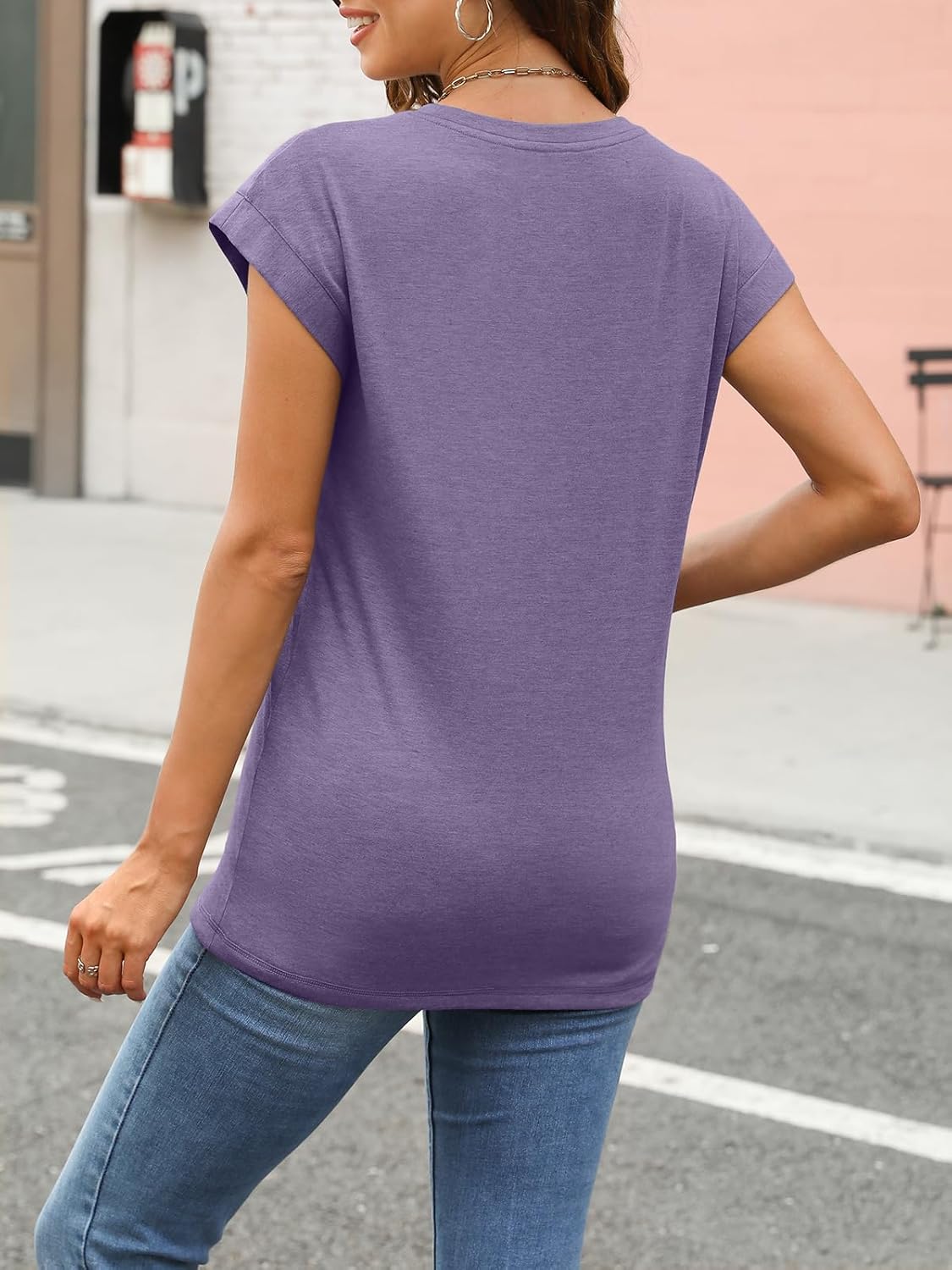 Thumbnail 4 de AUTOMET Women’s Cap Sleeve Tops for Summer—Soft Stretchy Business-Casual Shirts