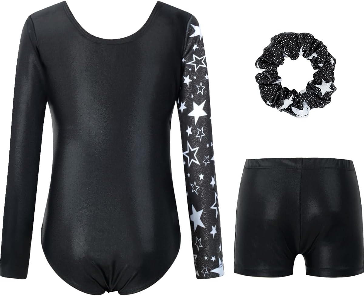 Thumbnail 1 de JiAmy gymnastikdräkt för flickor med shorts och hårband, 3–12 år