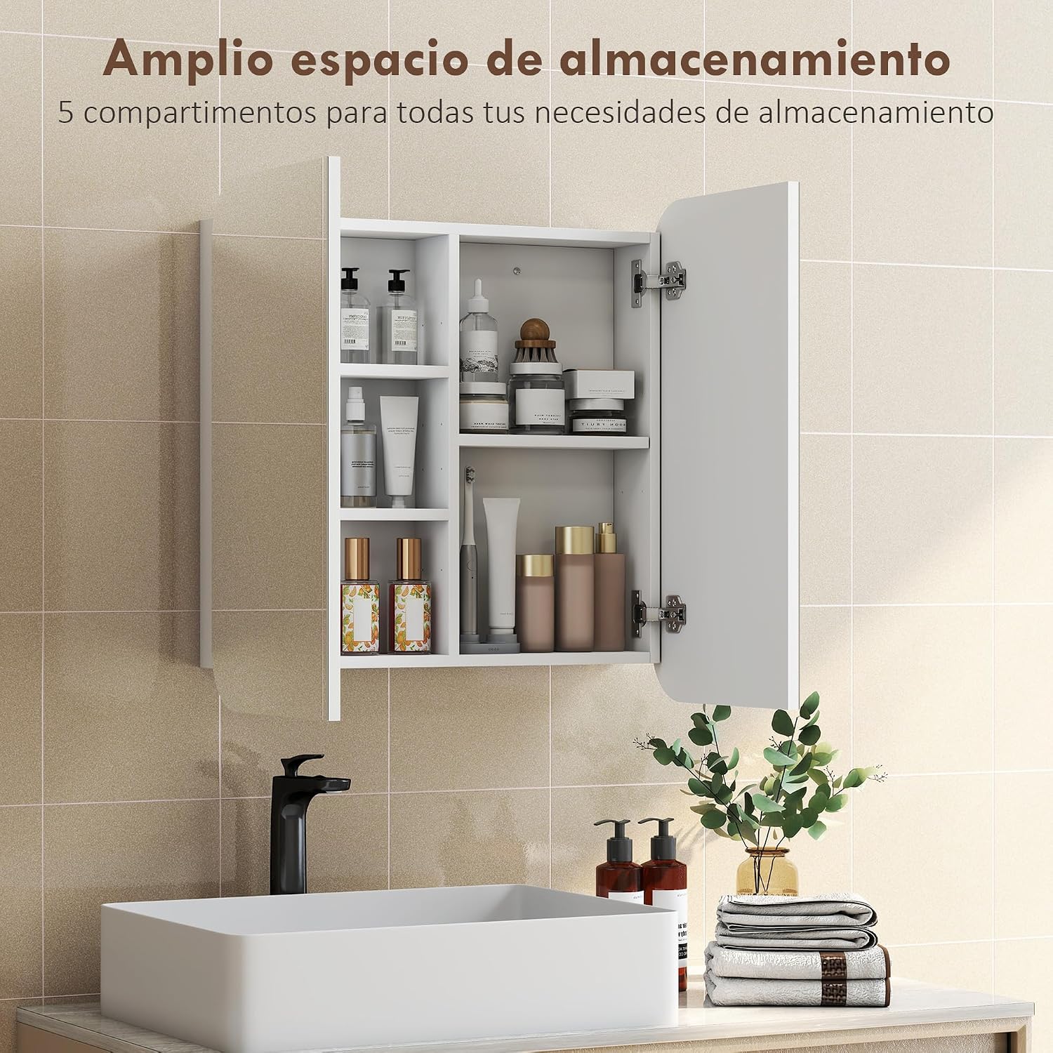 Thumbnail 4 de HOMCOM Armario de Baño con Espejo 68x13x66