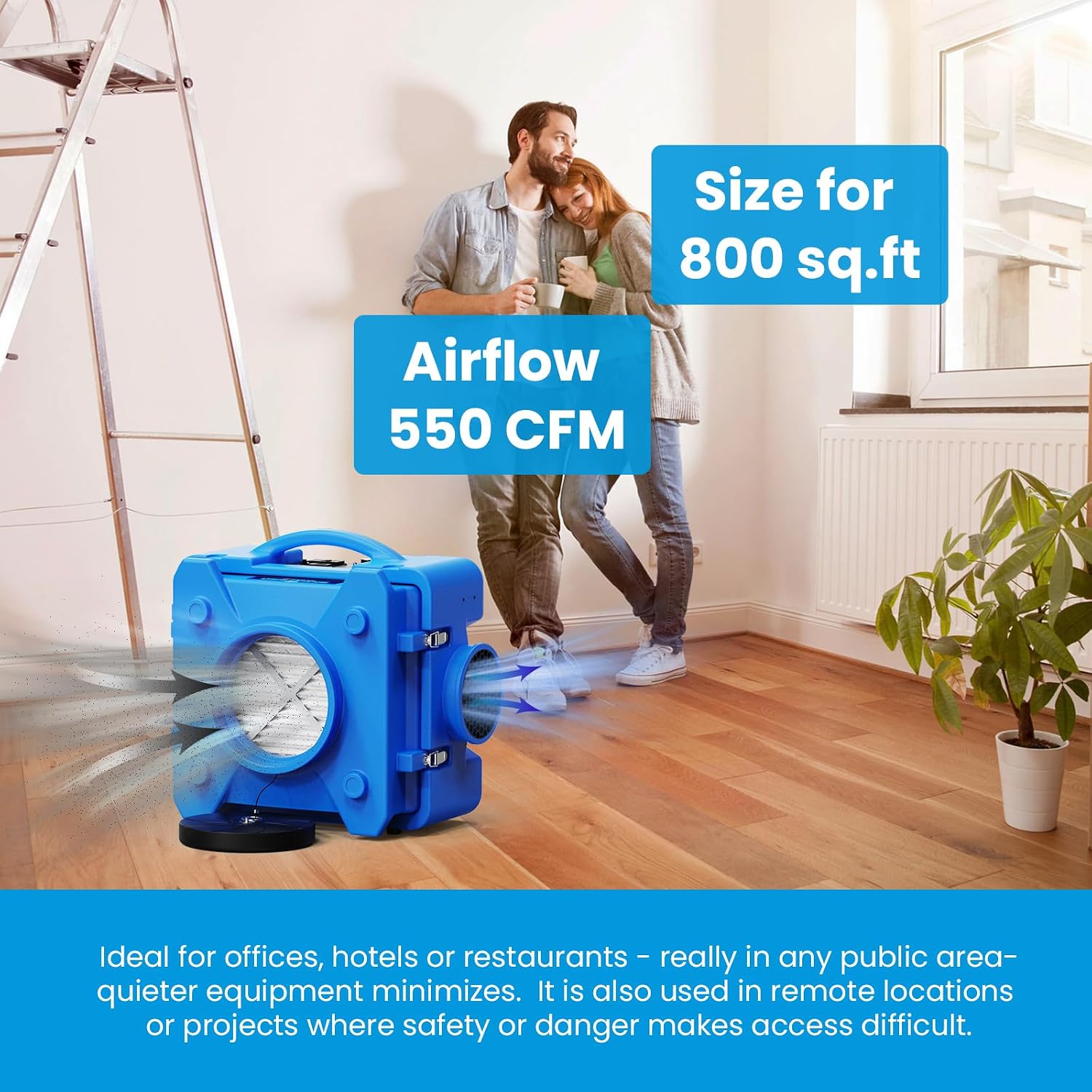 Detalle de CADPXS Shield-550 Air Scrubber: 550 CFM with 3-Stage Filtration for Commercial and Restoration Use