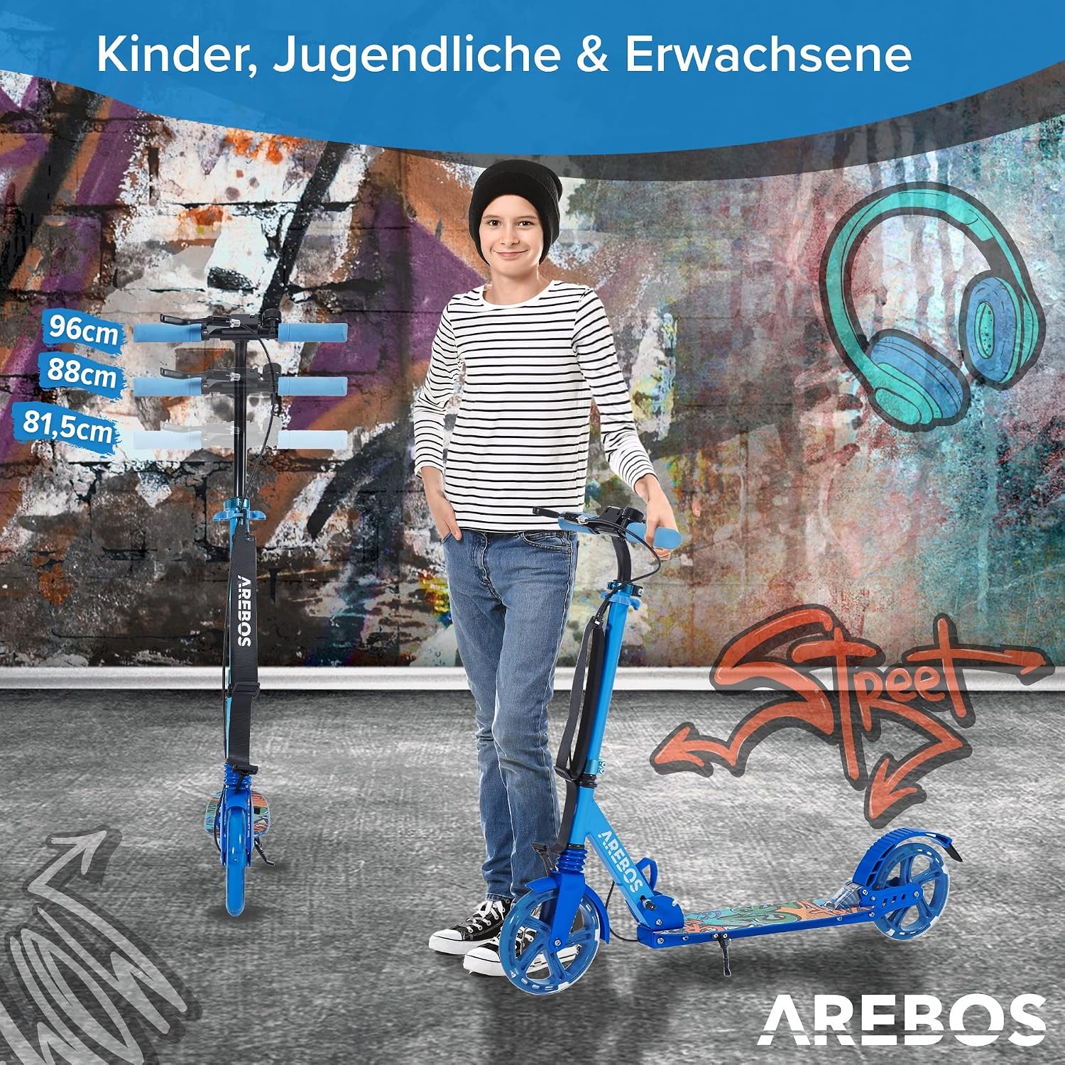 Detalle 1 de Arebos Cityroller Kickroller bis 100 kg