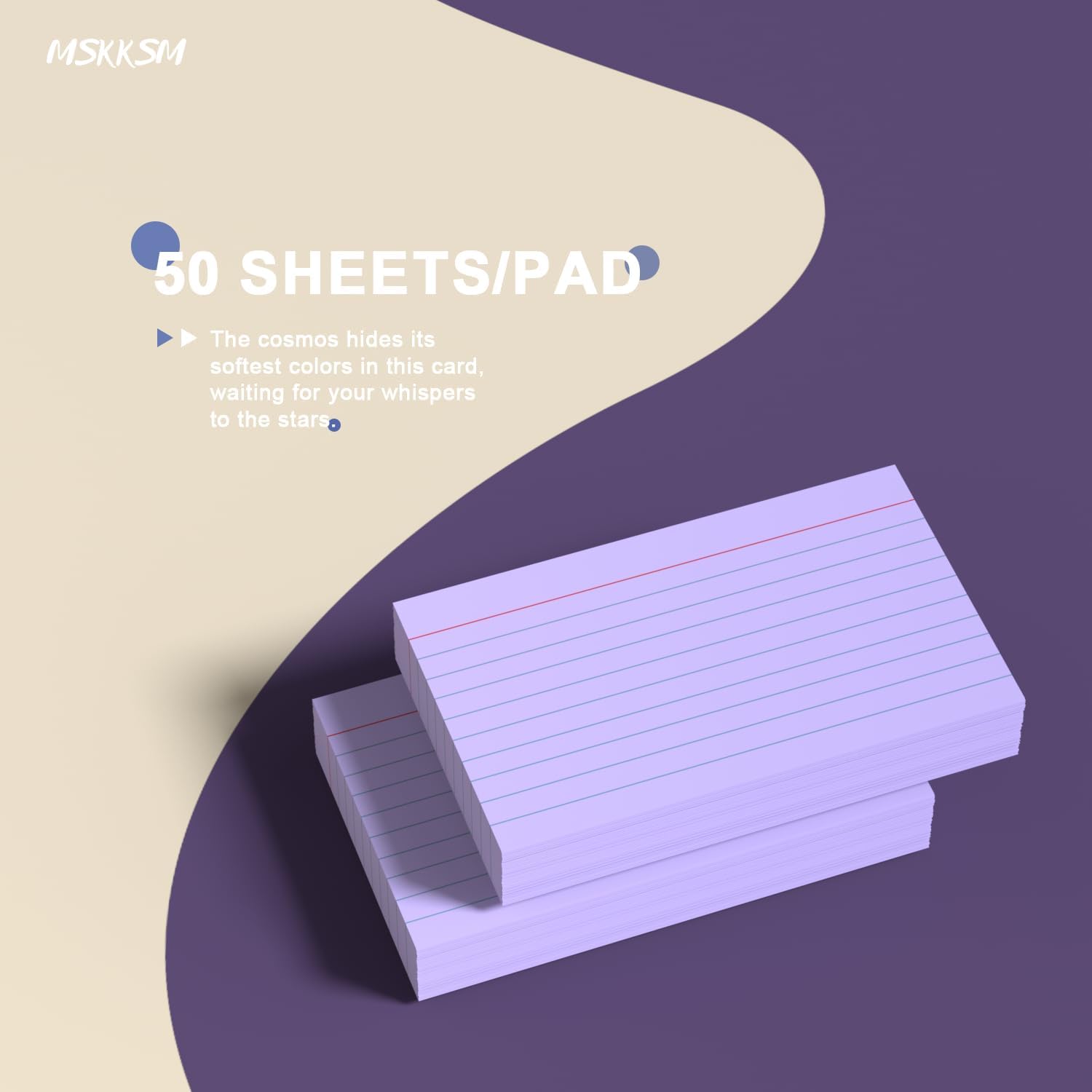 Detalle de Purple 3x5 Index Cards (200 Count) — Ruled Flash Cards for Study Notes