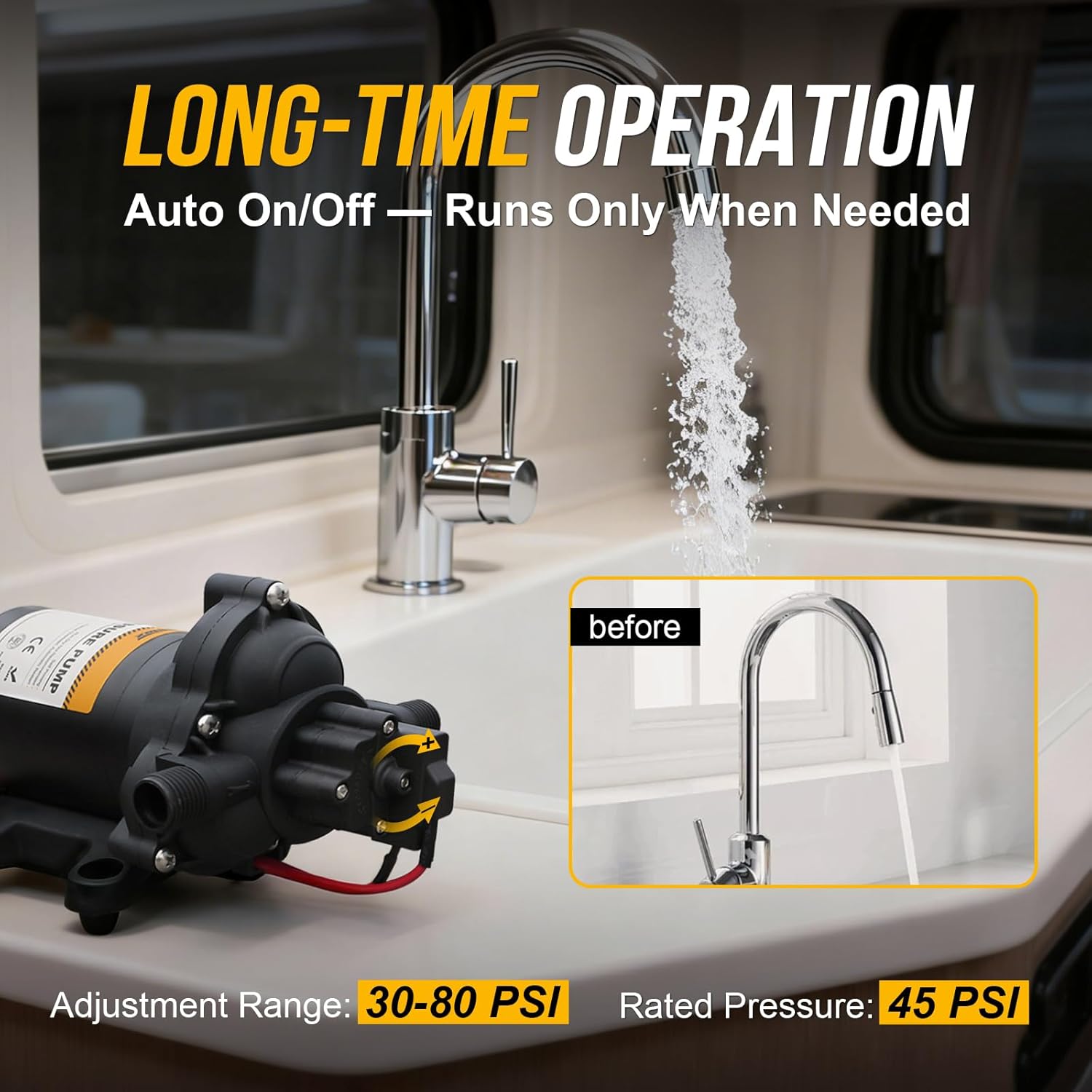 Thumbnail 3 de Gidrox 12V RV Water Pump (4.0 GPM, 45 PSI) Quiet Diaphragm Pump w/ Pressure Switch