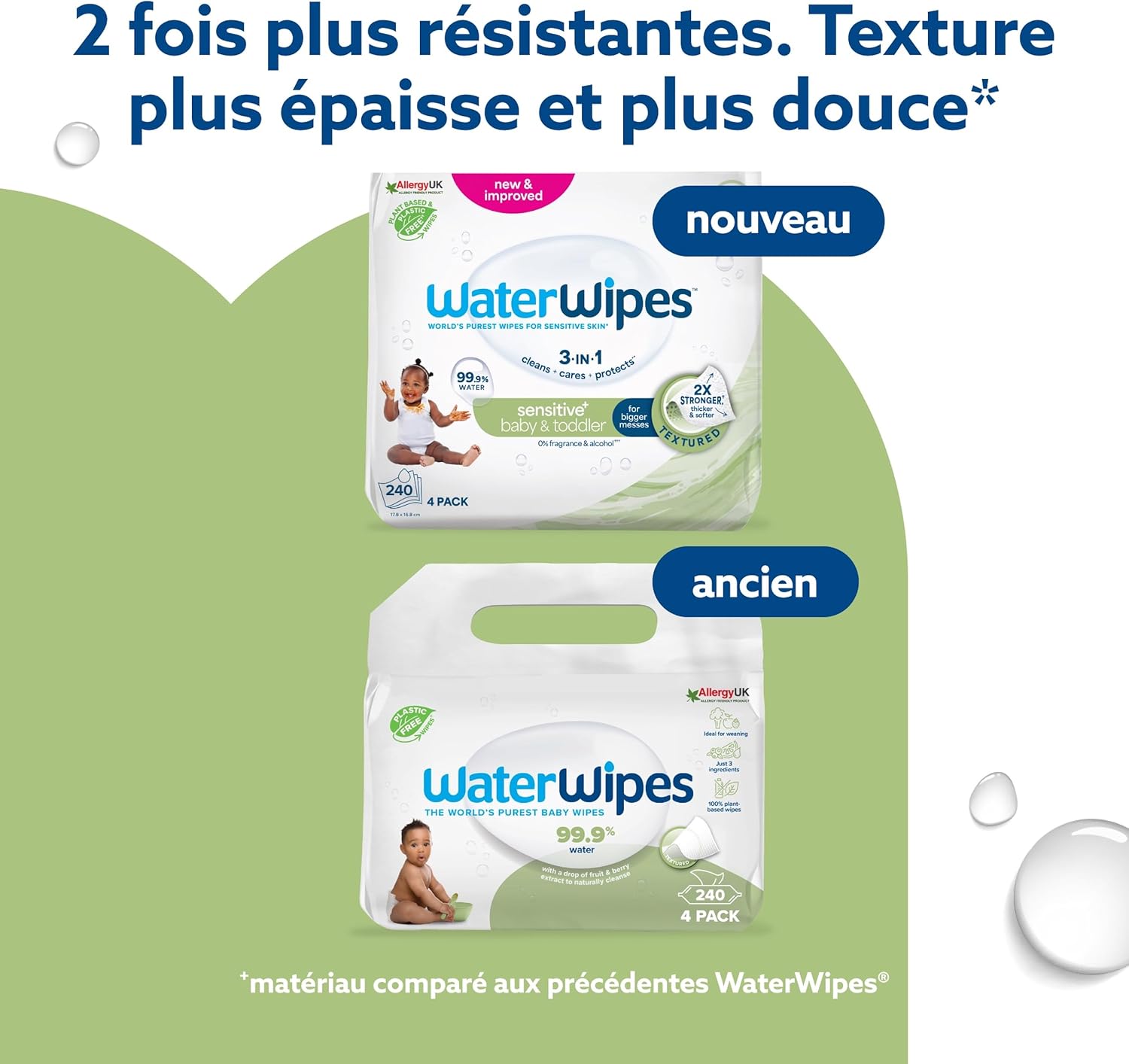 Detalle de WaterWipes Sensitive+ 240 lingettes bébé 🧻