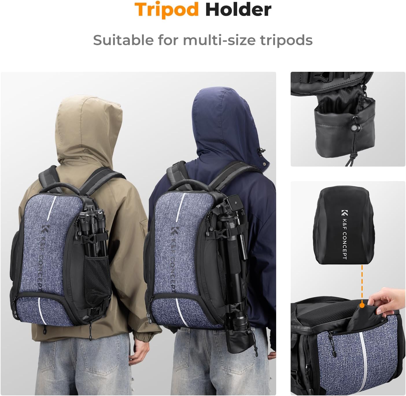 Thumbnail 4 de K&F Concept Camera Backpack (Large Capacity) with Raincover – 25L photo bag with quick side access
