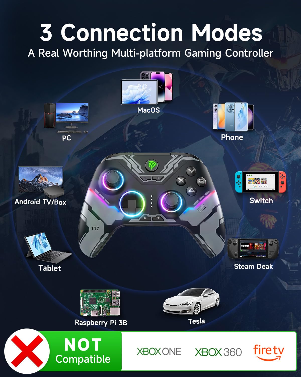 Thumbnail 1 de EasySMX X15 Wireless PC Controller with Hall Joysticks