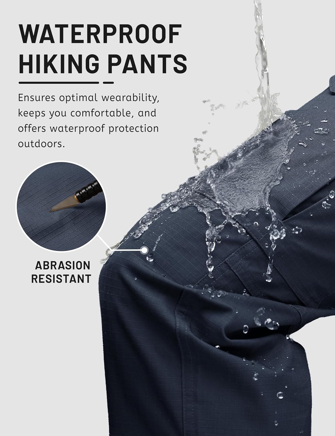 Detalle de TACVASEN Men’s Tactical Cargo Pants (Water Resistant Ripstop) with 8 Pockets for Work, Hiking & EDC