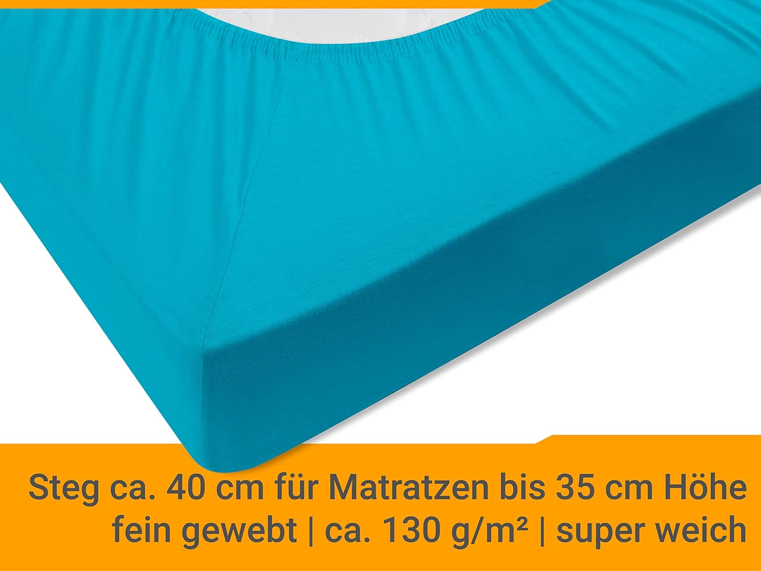 Thumbnail 4 de Npluseins Drap Housse 200x220 en Jersey 100% Coton – Turquoise, 22 couleurs, 6 tailles