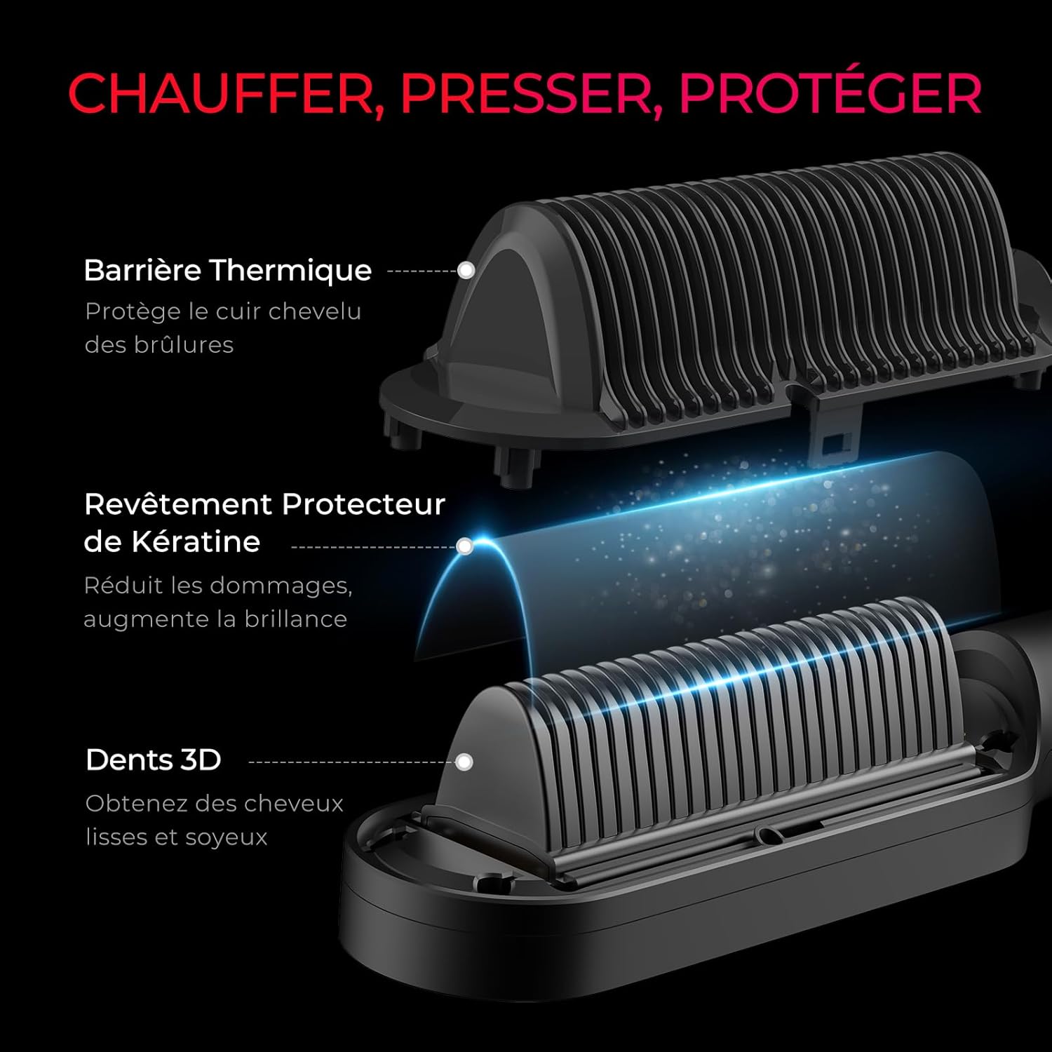 Thumbnail 1 de TYMO Ring Plus – brosse lissante professionnelle avec écran LCD, 9 températures (120–210°C) et chauffage rapide