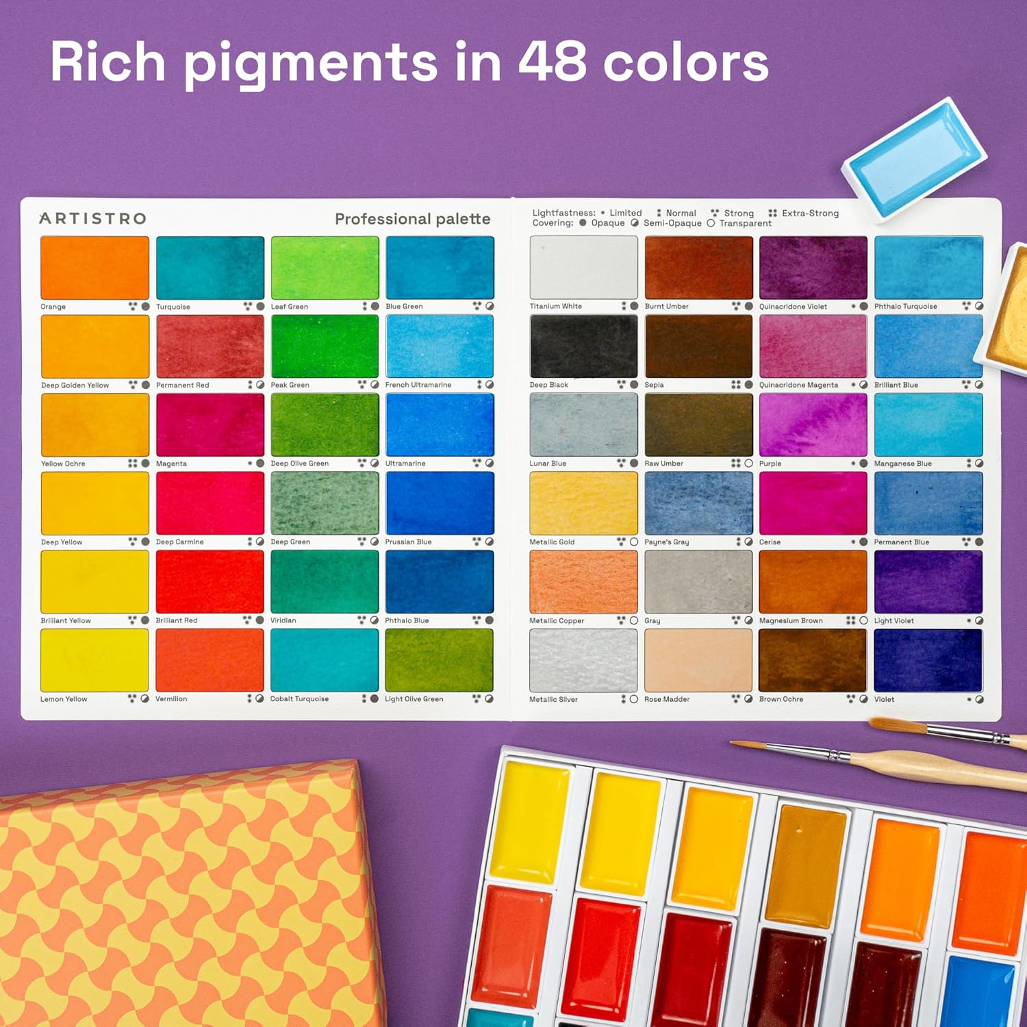 Thumbnail 2 de ARTISTRO Professional Watercolor Set 48 Colors