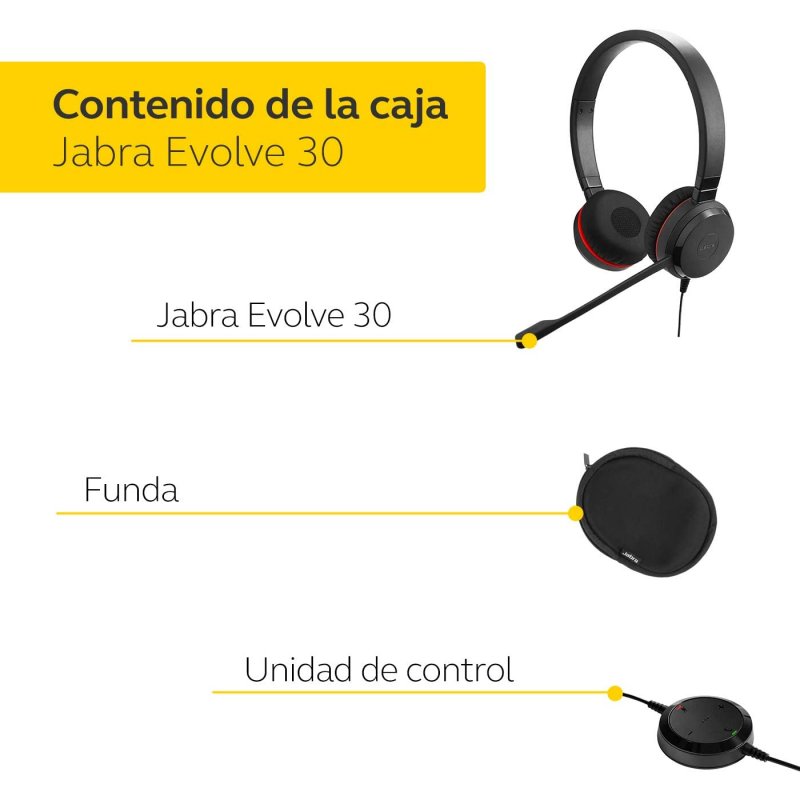 Detalle 2 de Jabra Evolve 30 II MS auriculares con micrófono negro (para llamadas de oficina)