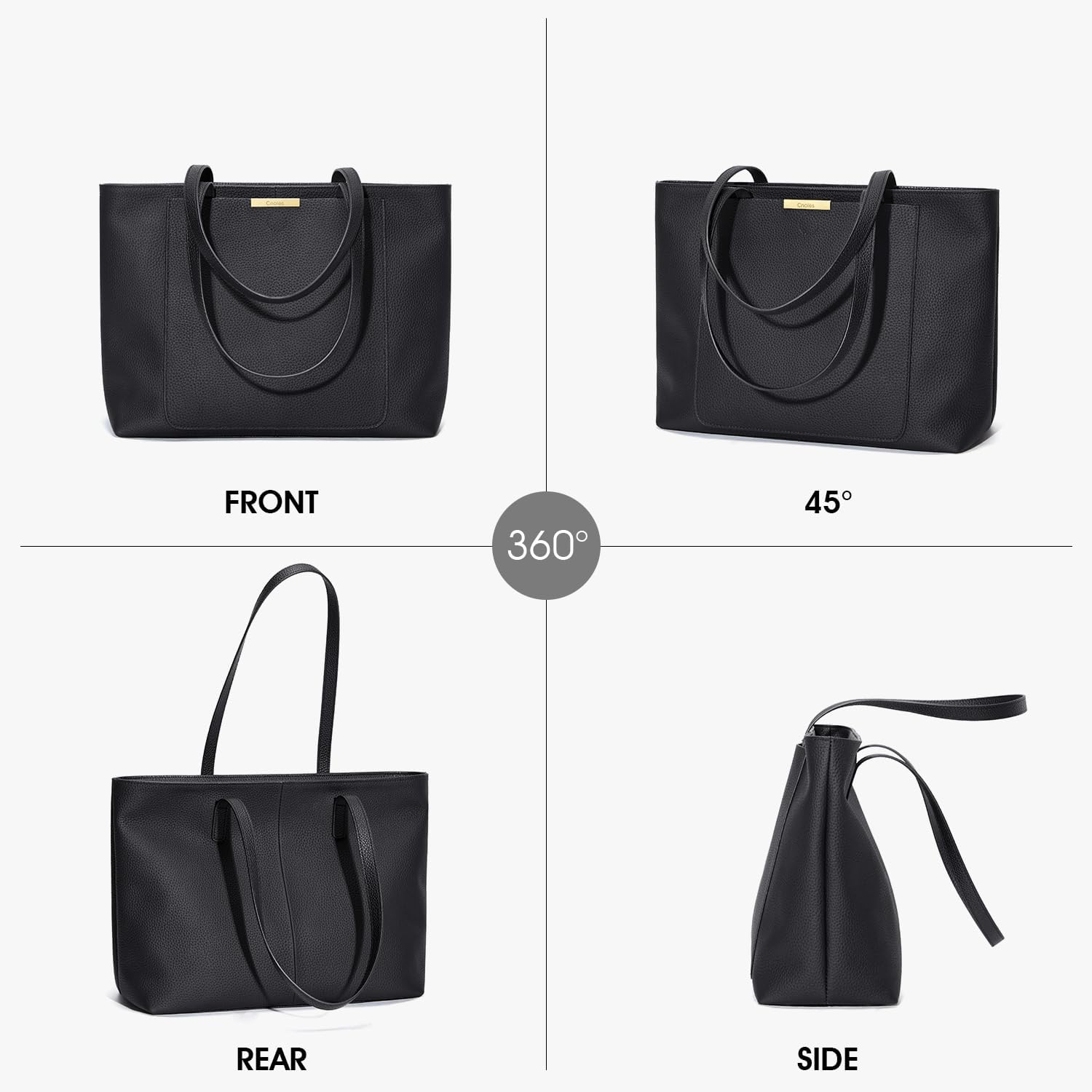 Detalle de Cnoles Women's Top-Handle Genuine Leather Tote Bag: Large Capacity Everyday Companion