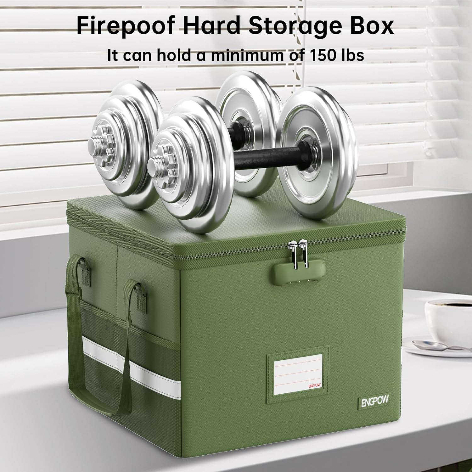 Detalle de ENGPOW EG128GRXNEW Fireproof File Box, 5200°F, Collapsible and Lockable