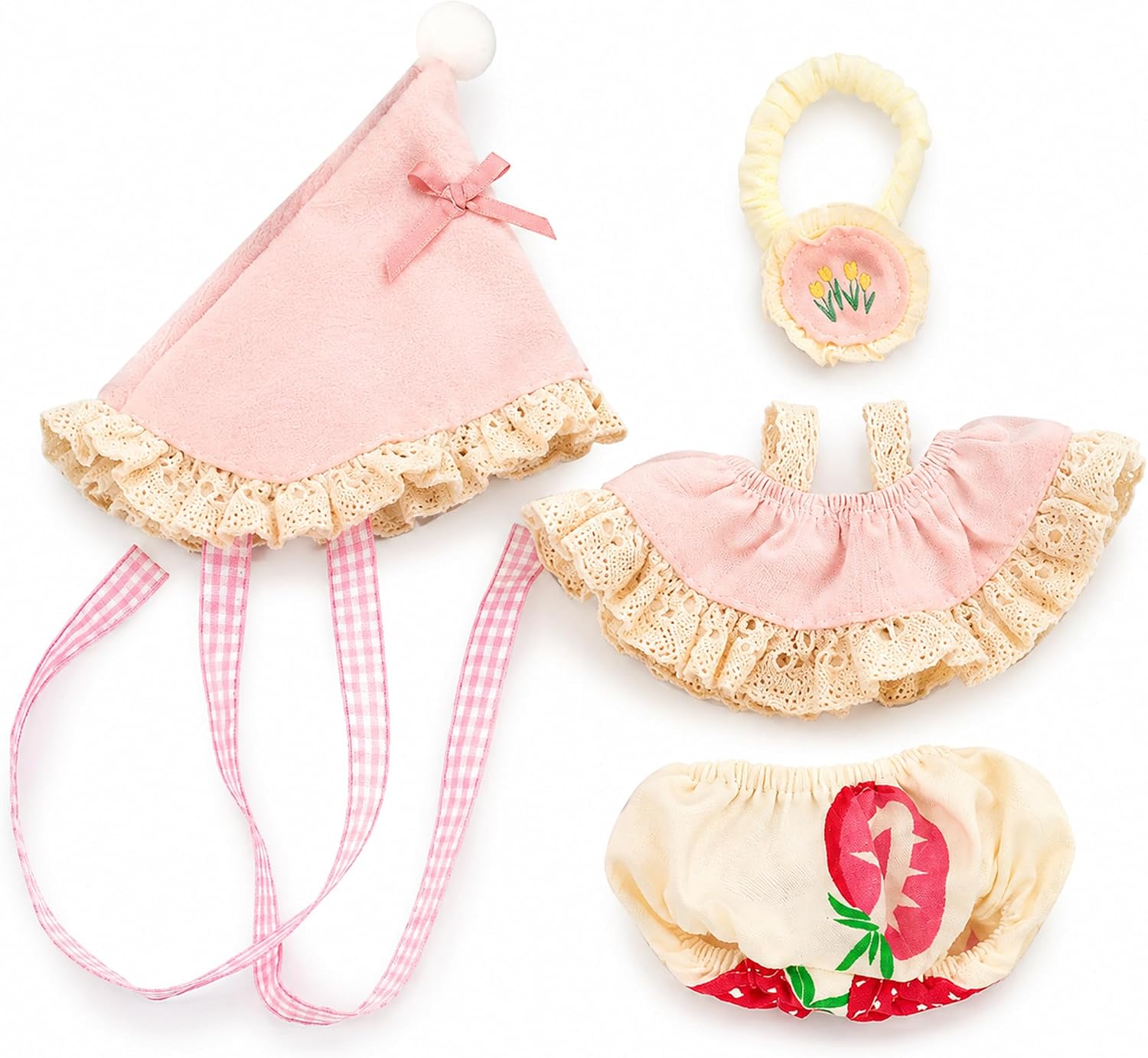 Detalle 2 de 妖精ぬい服 4点セット グリーン 約10~15cmぬいぐるみ用 帽子・スカート・エプロン・インナー
