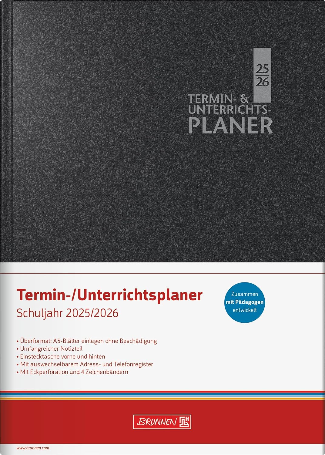 Thumbnail 3 de BRUNNEN Termin- & Unterrichtsplaner 2025/2026 (A5, schwarz) – Wochenplanung auf 2 Seiten