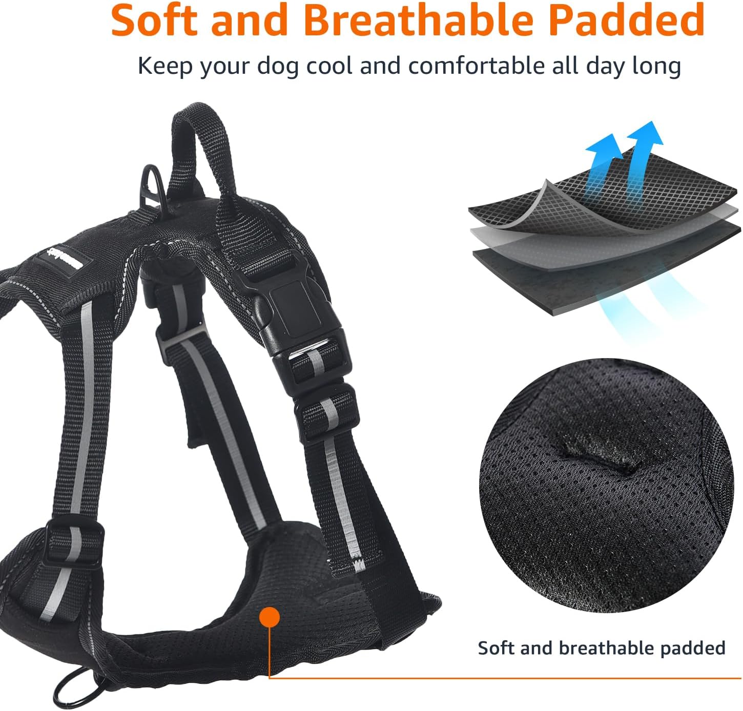 Detalle de Amazon Basics No-Pull Front Clip Dog Harness for Small Dogs — Medium, Black