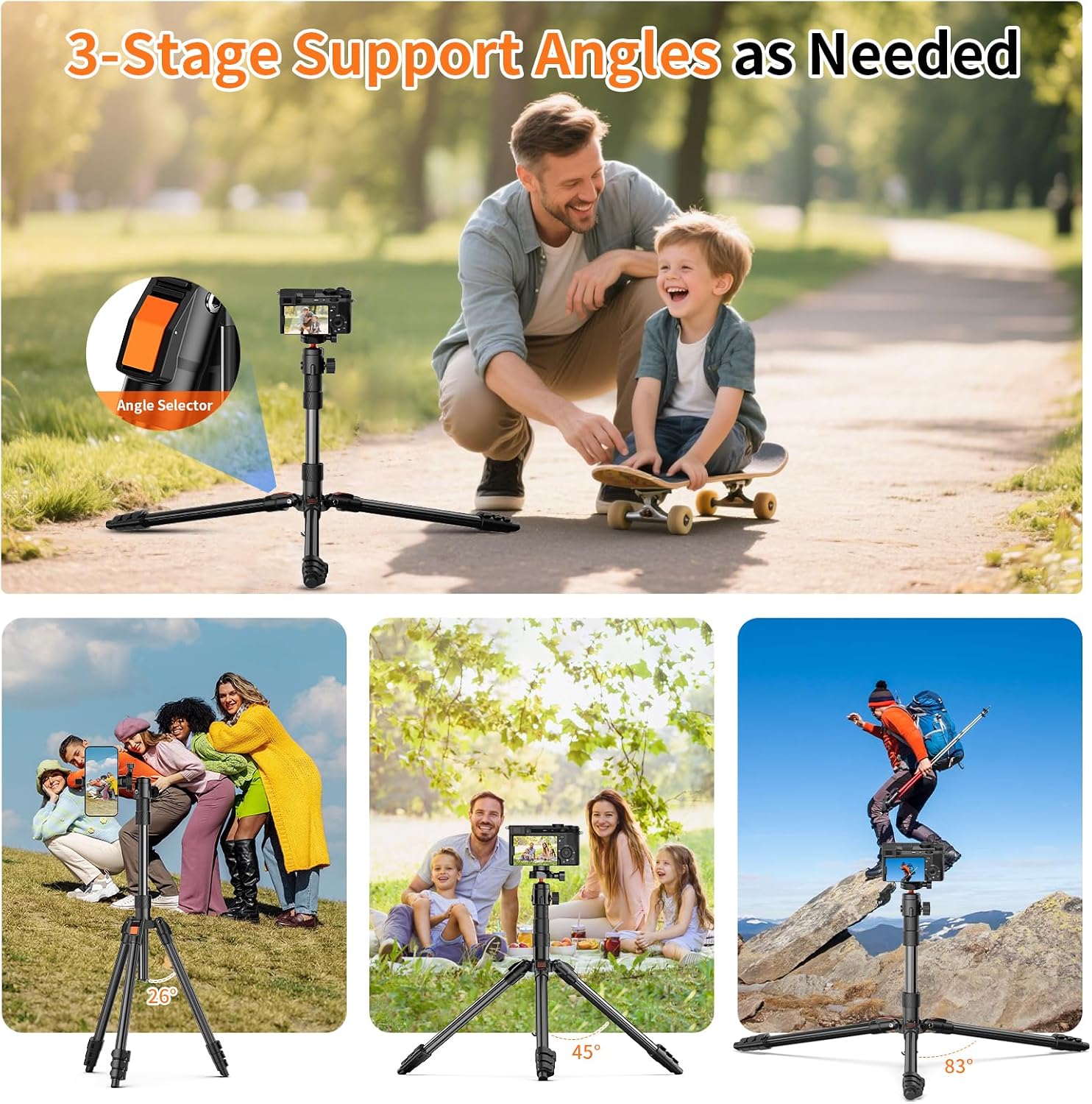 Detalle 2 de XXZU 71" Camera Tripod with 360° Ball Head