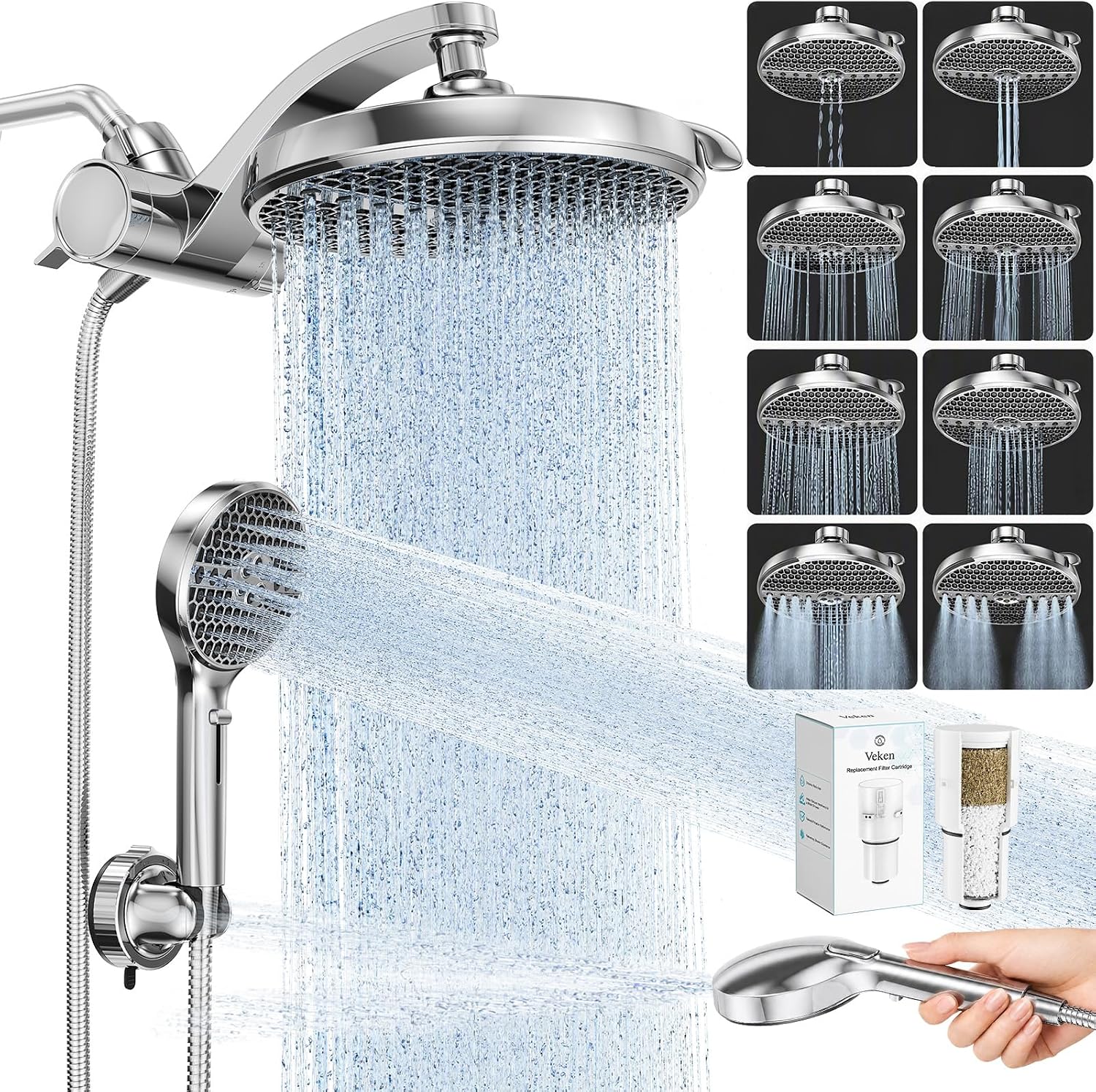 Detalle de Veken Filtered Showerhead Set, Chrome