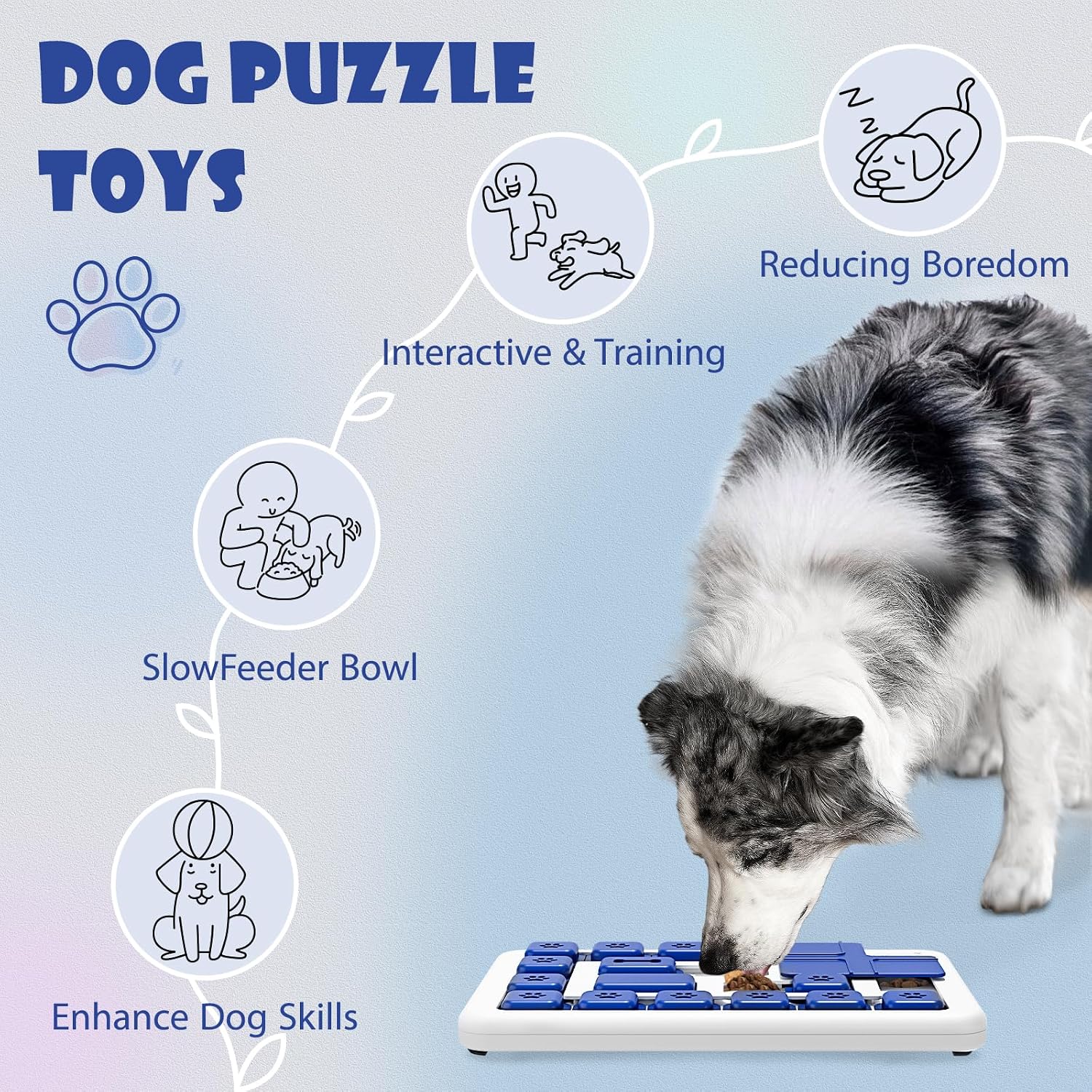 Thumbnail 1 de Hundespielzeug Intelligenz – Leckerli-Puzzle mit Quietschgeräuschen, waschbar (blau)