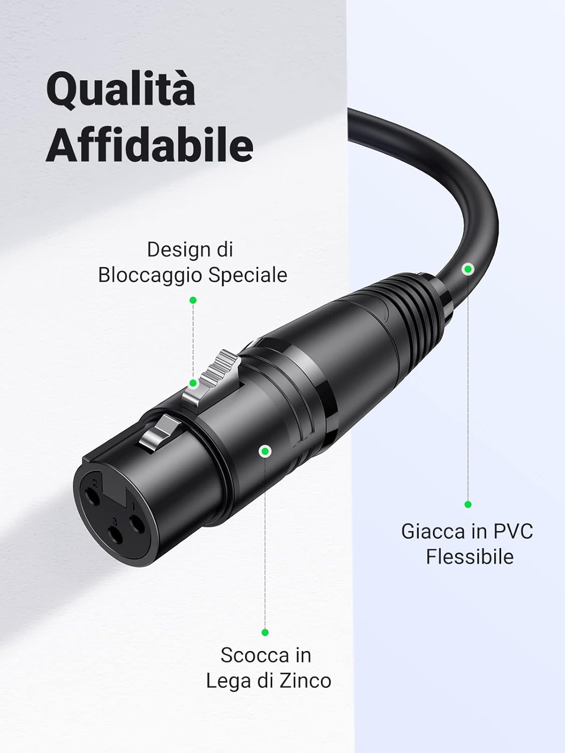 Thumbnail 3 de UGREEN Cavo XLR Bilanciato 1m Maschio a Femmina – Audio Professionale per Microfono, Alimentazione Phantom e Registrazione