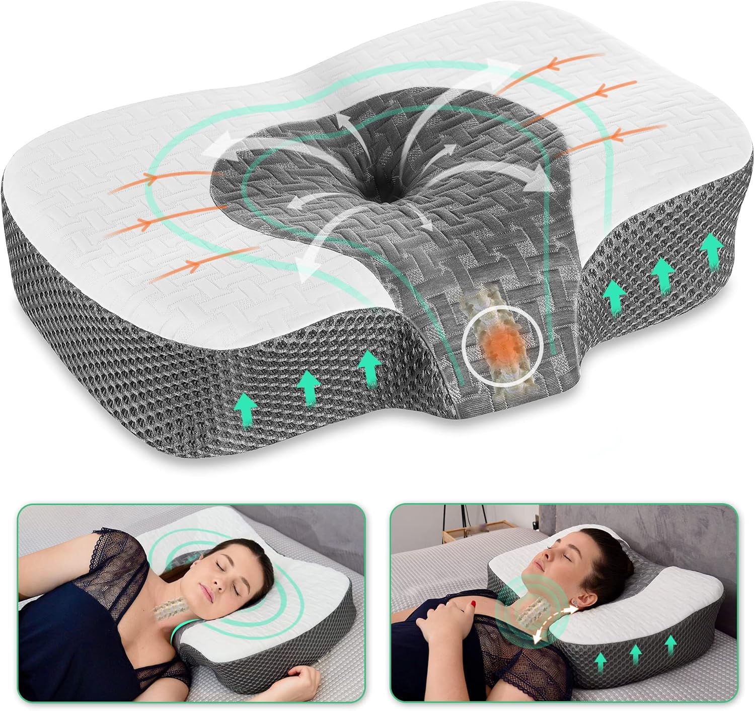 Detalle de Elviros Cervical Memory Foam Neck Pillow 4‑Height