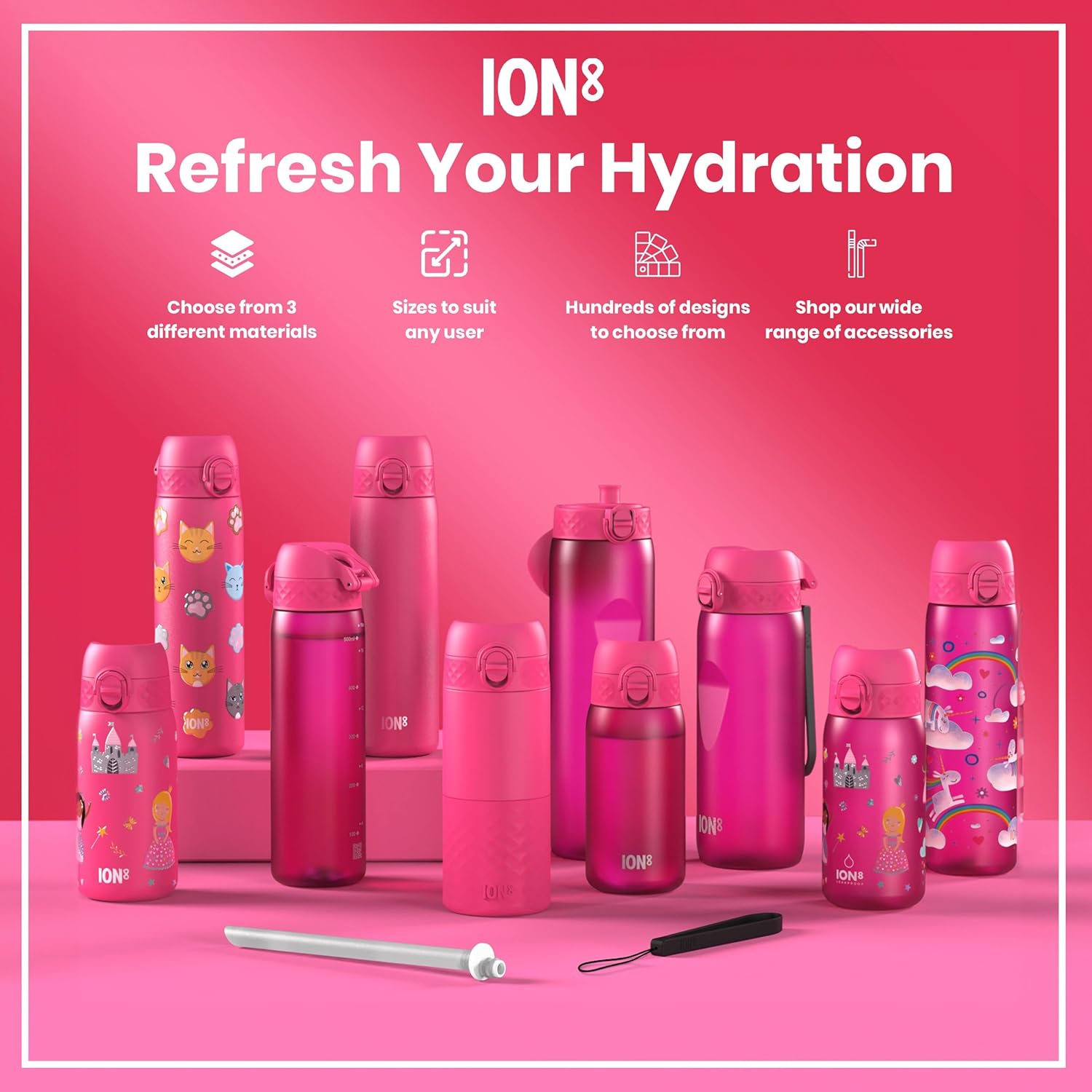 Thumbnail 6 de Ion8 1 Litre Water Bottle with Times to Drink – Leak-Proof, Flip Lid, BPA Free, 32 oz (White)
