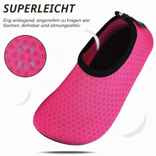 Detalle de SAGUARO Mädchen Badeschuhe/ Aquaschuhe Kinder – Atmungsaktiv, schnelltrocknend, Gr. 32/33 EU, Farbe Geflecktrottrot