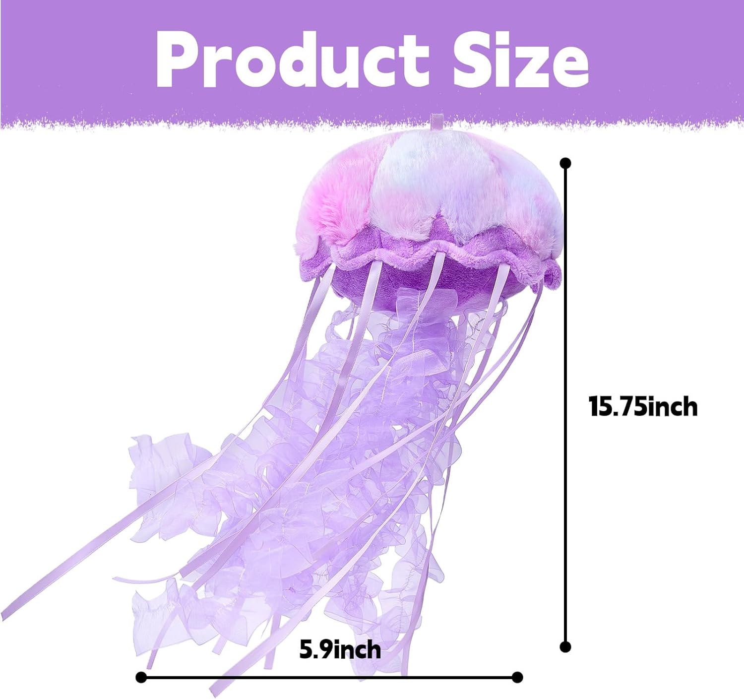 Detalle de RLOMUTE Purple Colorful Jellyfish Plush Toy – 5.9in Cute, Realistic Sea Creature for Decor, Gift and Play