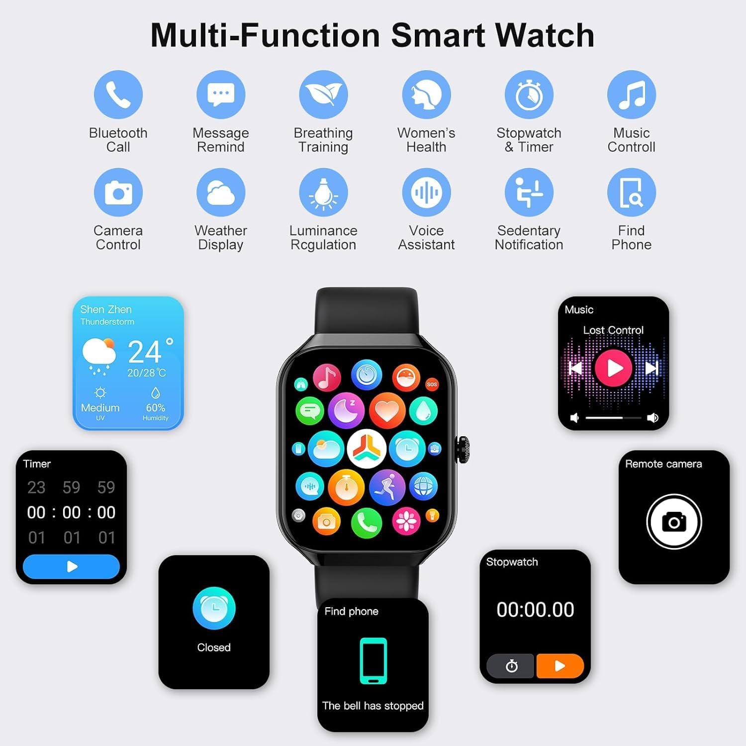 Thumbnail 4 de GPS Smartwatch Uomo Donna da 2,06" con Bluetooth, cardio, SpO2 e 110+ sport