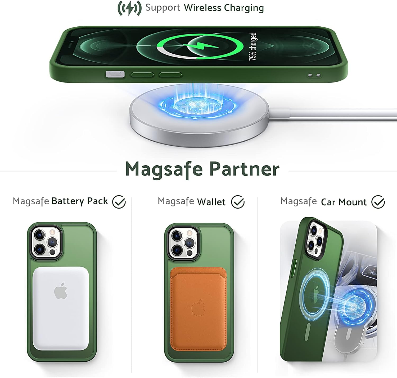 Thumbnail 3 de Anqrp Matt Kada Serie für iPhone 12 Pro Max Hülle – dünn, magnetisch und matt Grün (mit MagSafe Kompatibilität)
