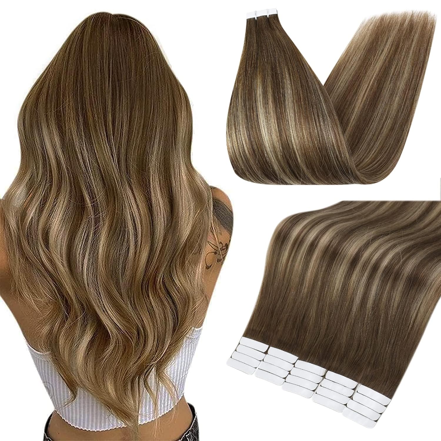 Detalle de Full Shine Tape in Hair Extensions 18-inch