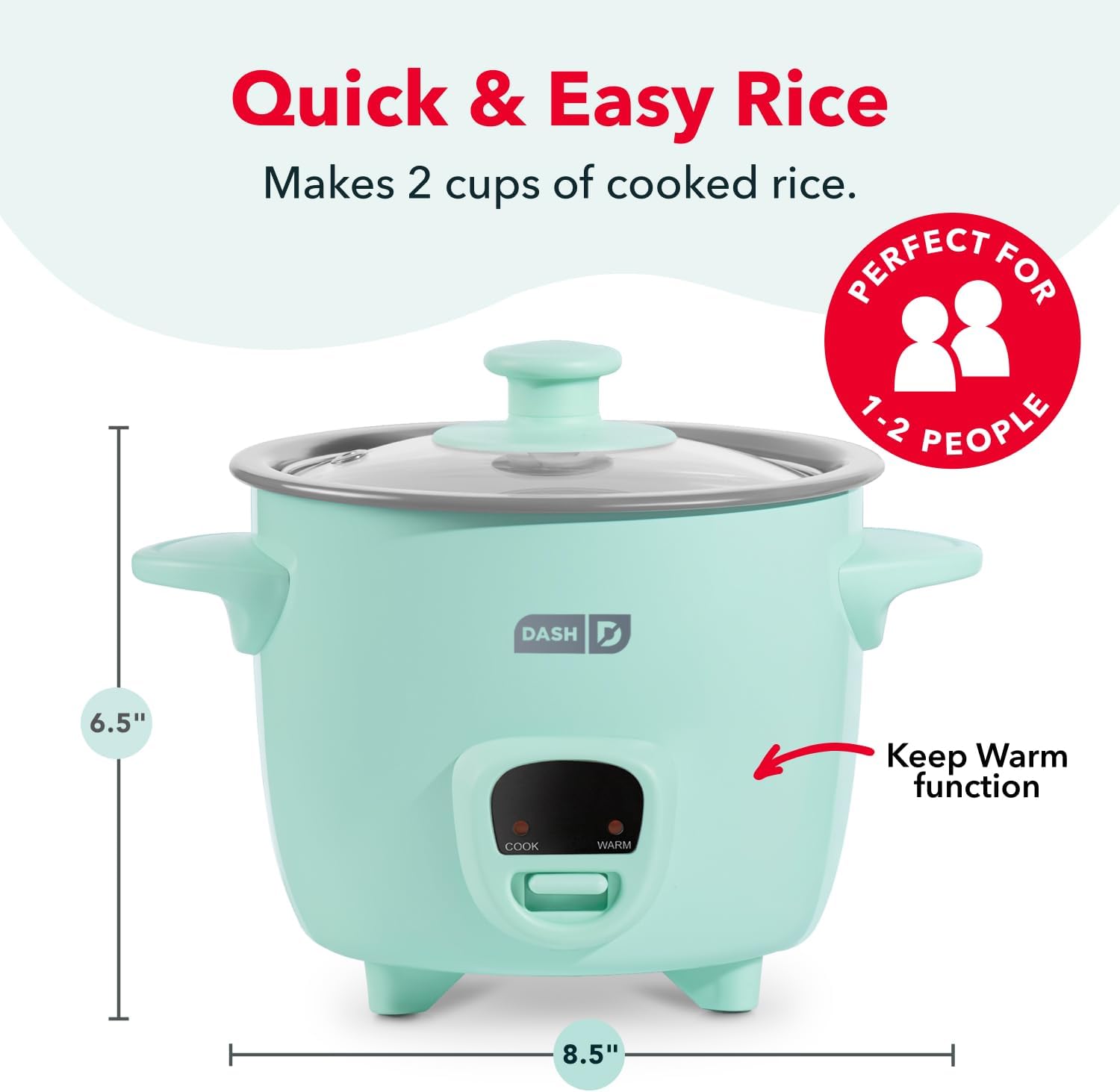 Detalle 2 de Dash Mini Ceramic Rice Cooker 🍚
