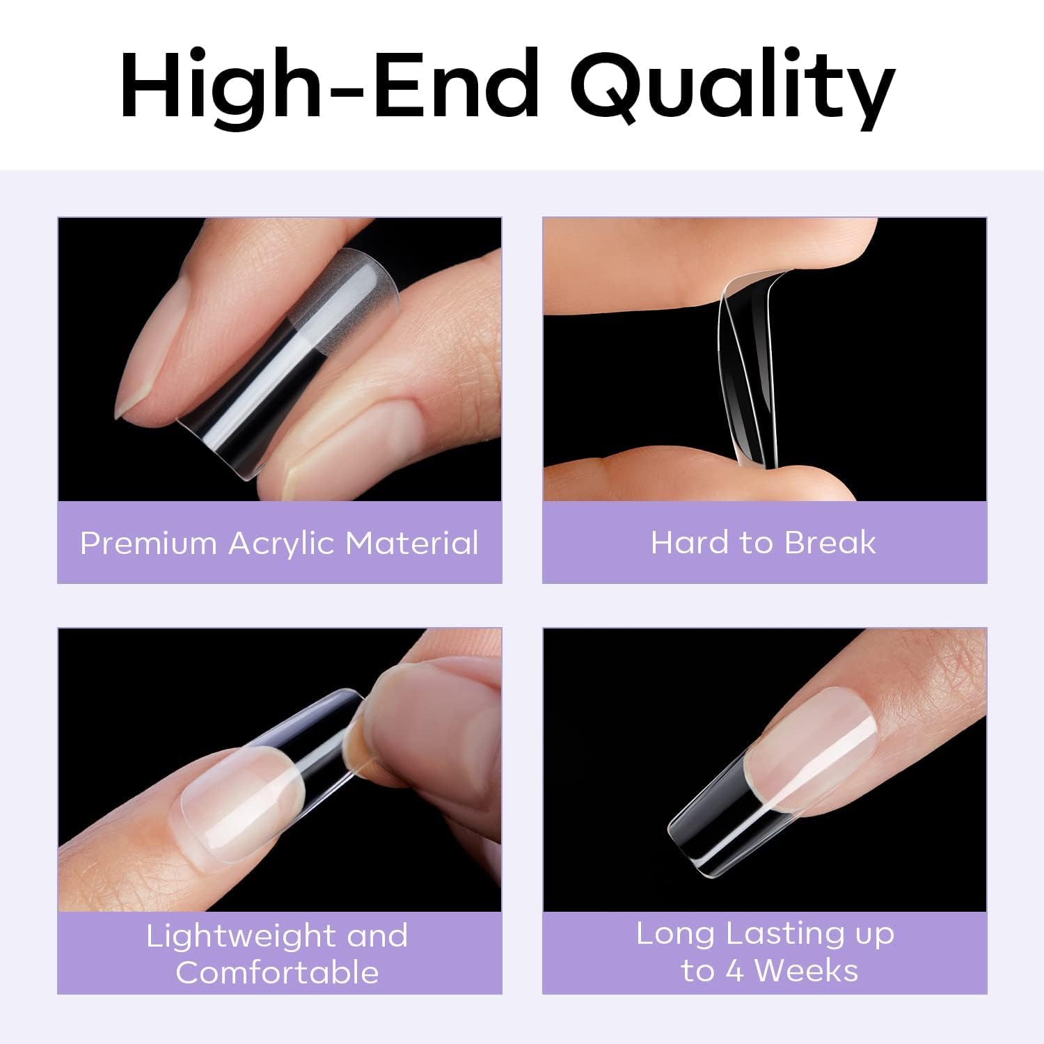 Thumbnail 6 de Modelones Nageltips 510 Stück – Full Cover Nagelspitzen, Medium Quadrat, PMMA Harz, DIY Gel/Nagelverlängerung