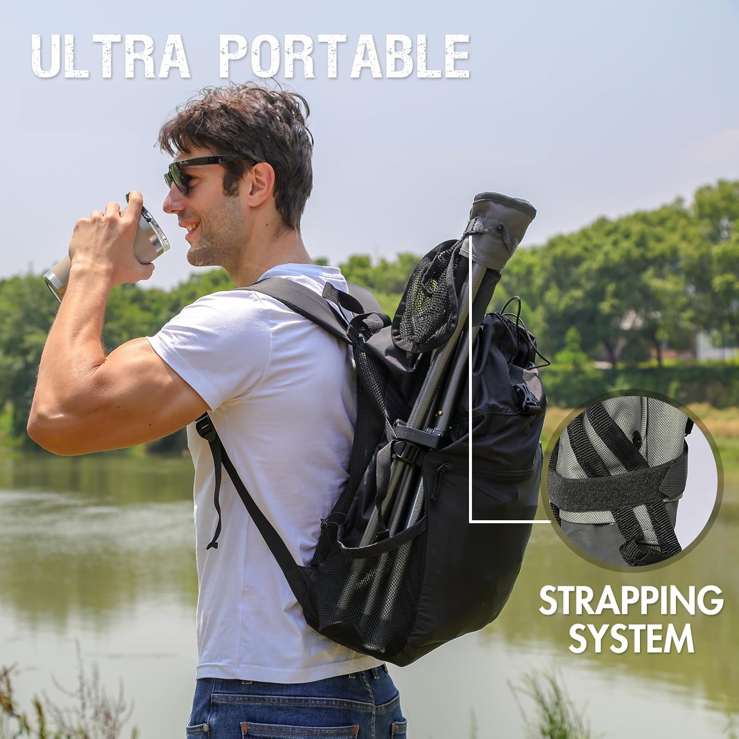 Thumbnail 3 de EVER ADVANCED Folding Stool Tripod 53 cm Lightweight Camping Chair