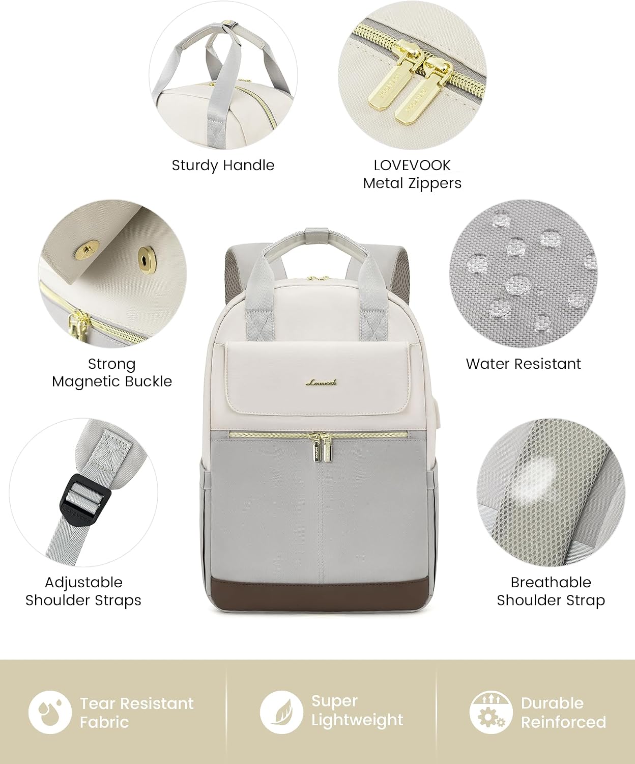 Detalle de LOVEVOOK Rucksack Damen 15,6 Zoll