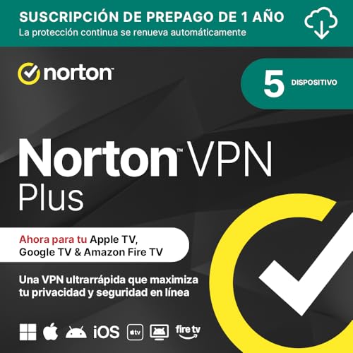 Detalle de Norton VPN Plus 2026 | 5 Dispositivos, 1 Año con Renovación Automática