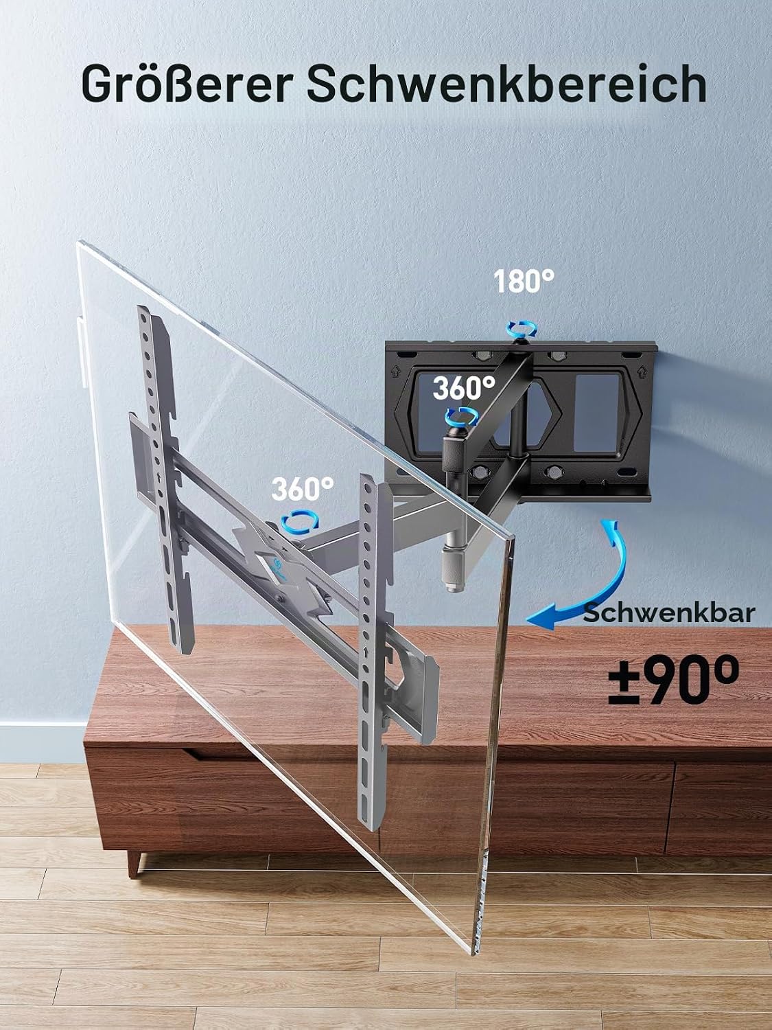 Detalle de PERLESMITH TV Wandhalterung 26–60" für Fernseher bis 40 kg