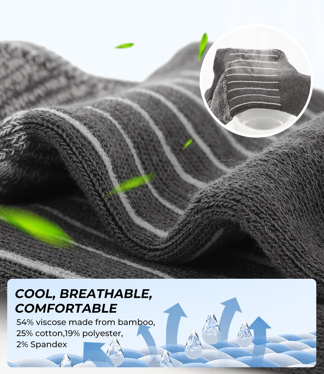 Detalle de Bamboo Cool No-Show Socks, 6-Pack