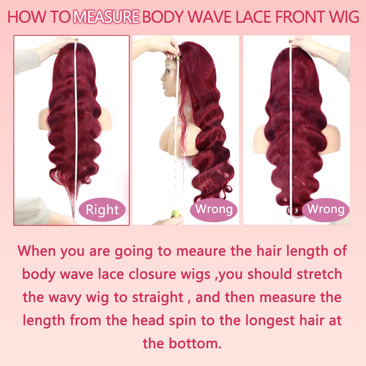 Thumbnail 6 de 99j Burgundy 13x6 Lace Front Human Hair Wig (28 Inch) – Body Wave, Pre-Plucked, 180% Density