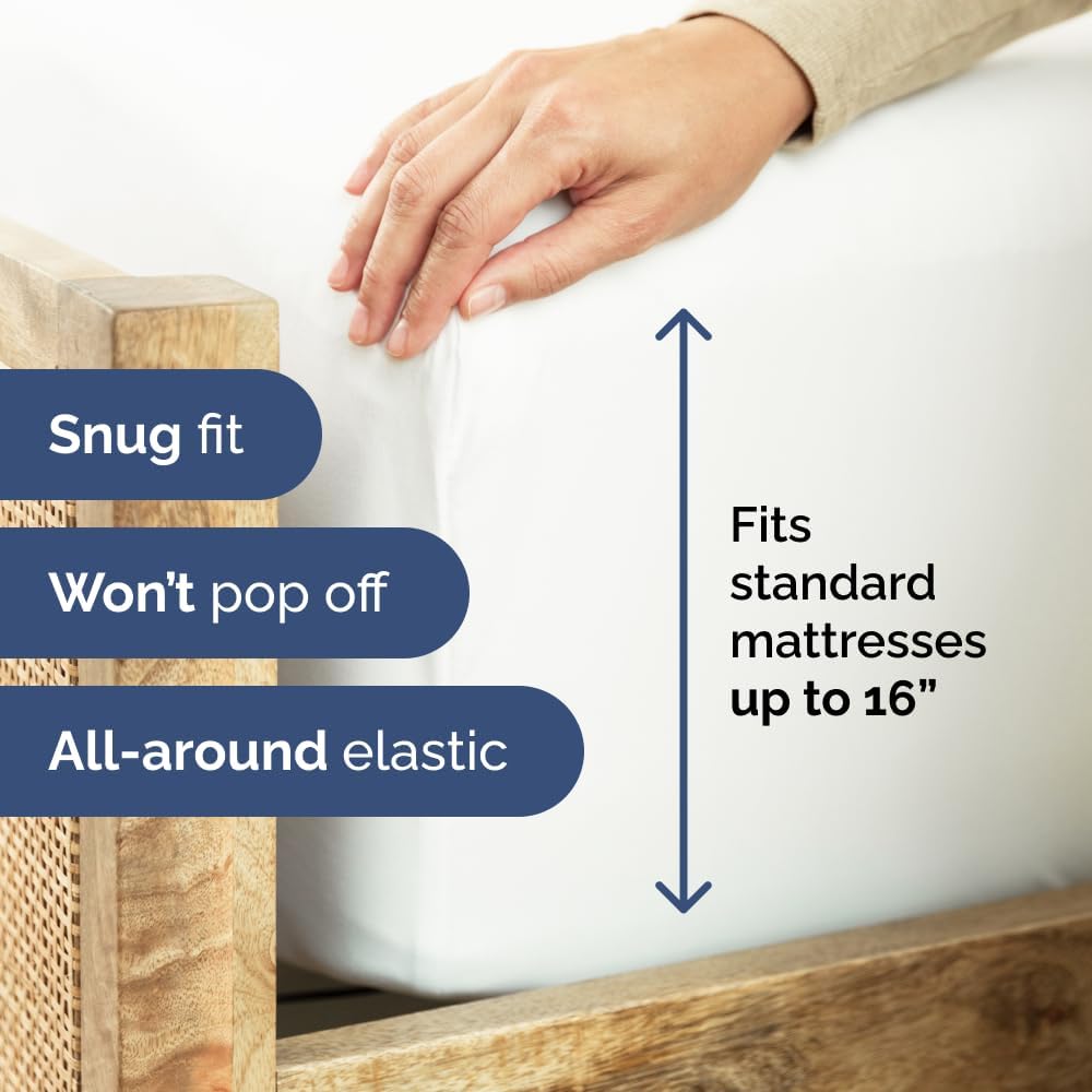 Thumbnail 2 de Twin XL Fitted Sheet – College Dorm Essentials (White) with 16-Inch Deep Pockets