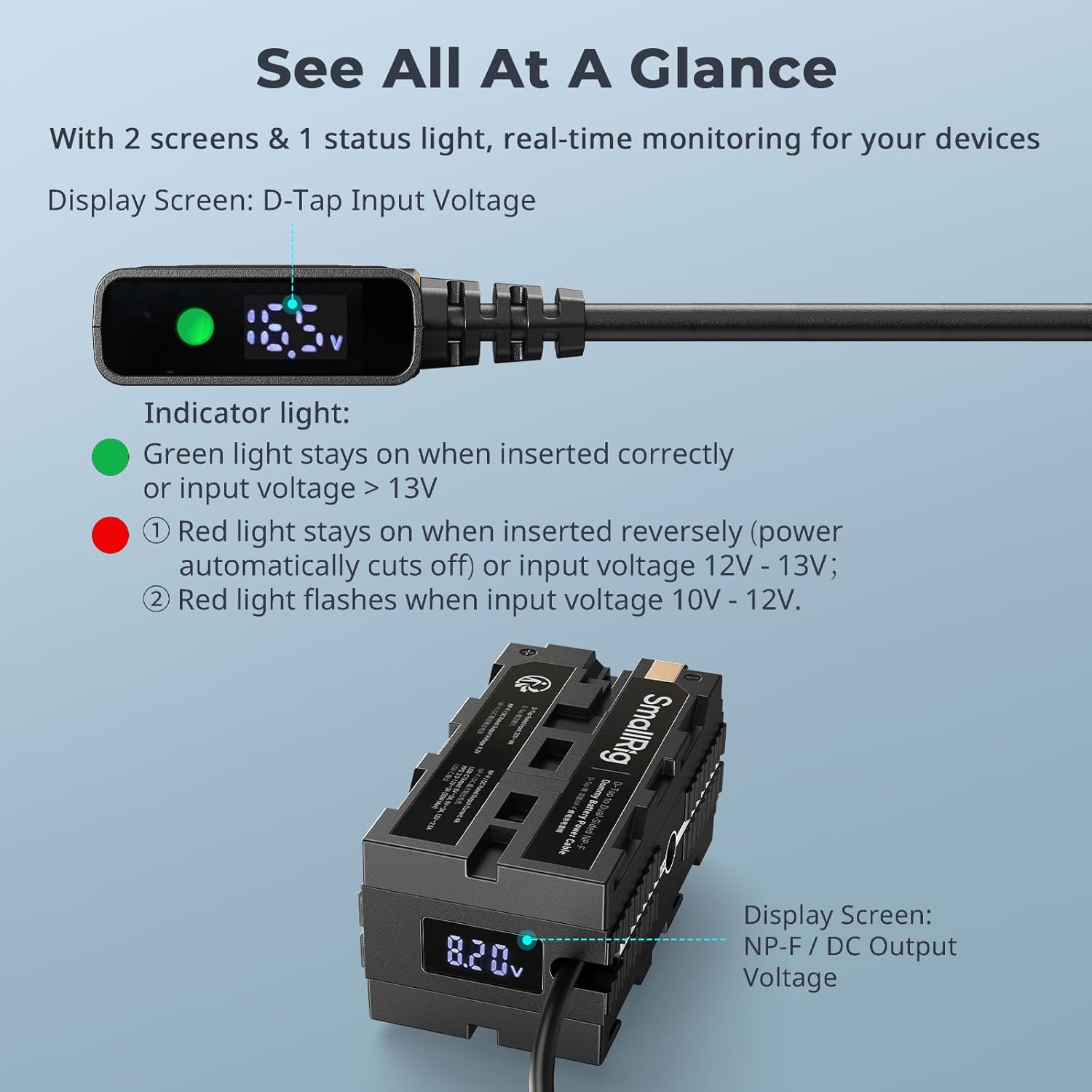 Thumbnail 5 de SmallRig D-tap to Dual-Sided NP-F Dummy Battery with USB-C, DC Port and LED Display (4884)