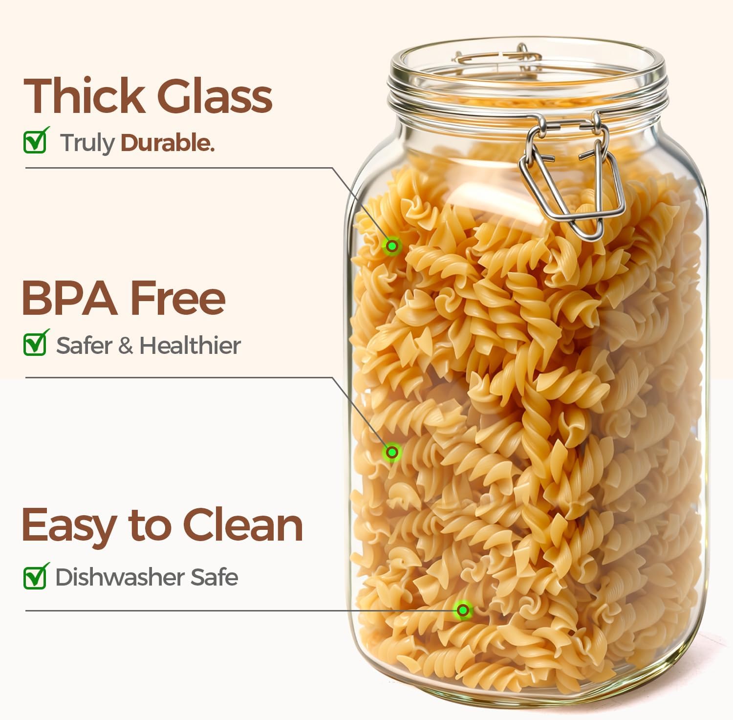 Thumbnail 4 de ComSaf Airtight Glass Jars 0.6 Gallon ⚖