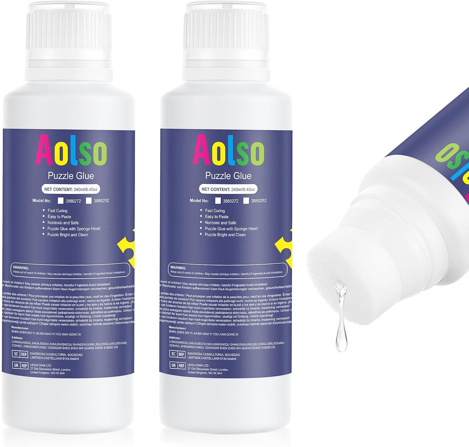 Detalle de Aolso puzzellijm, 2 flessen met doseerspons, 240 ml PVA