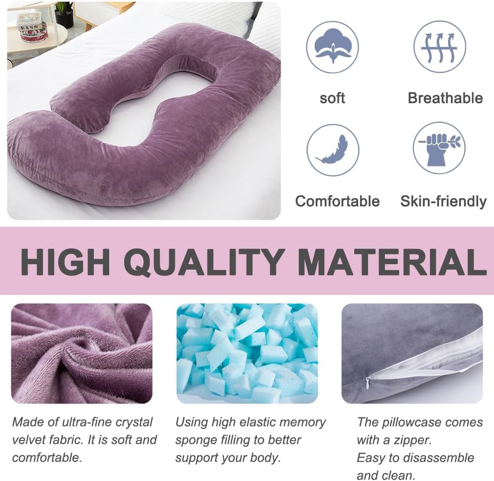 Thumbnail 1 de TaiBest U Shaped Full Body Pregnancy Pillow with Removable Cover – 55 Inch for Maternity Support