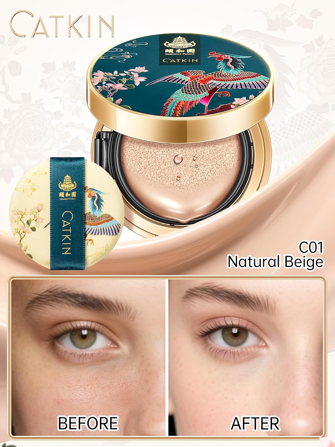 Detalle de CATKIN Phoenix BB Cream Air Cushion Foundation (3in1) – flüssige BB-Foundation im Air-Cushion mit Nachfüllung