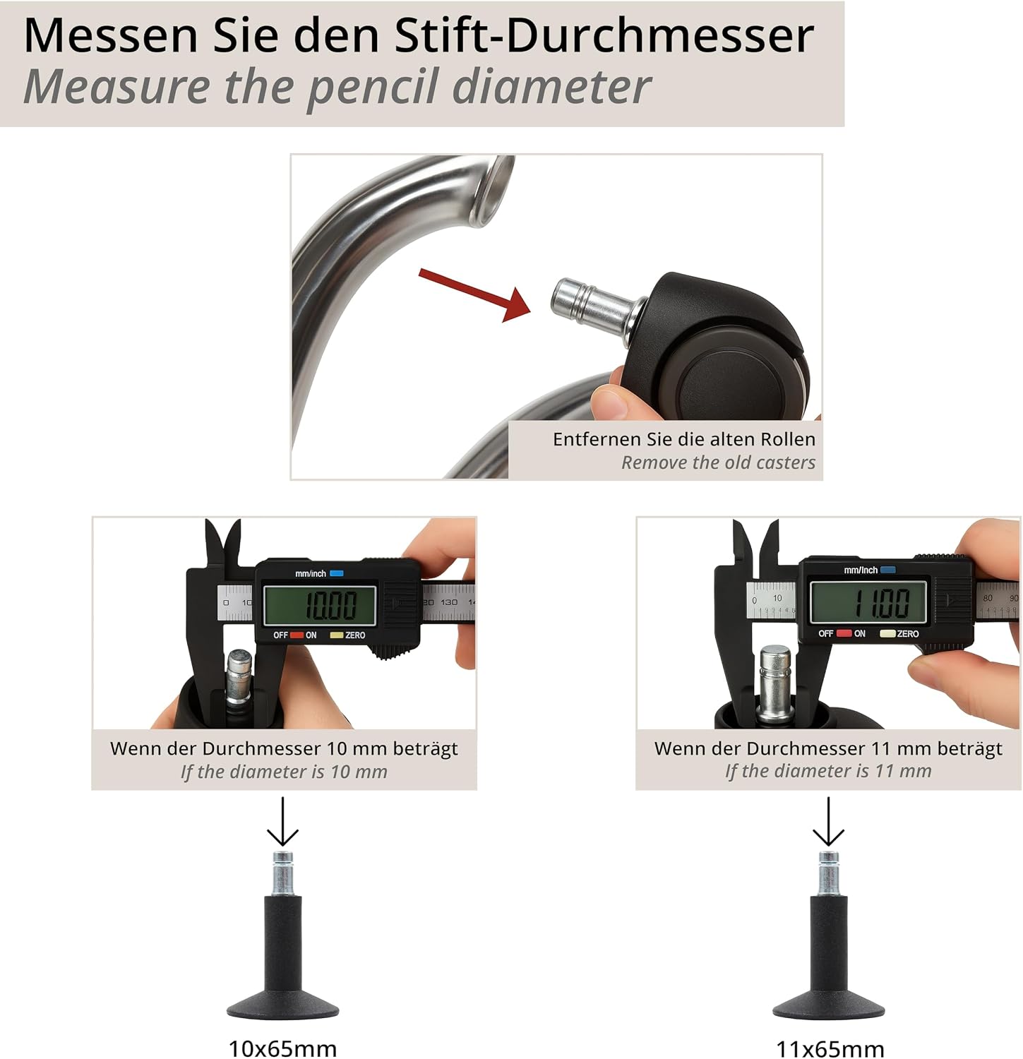 Detalle 2 de HJH Office 619004 Piedini per Pavimento 11 mm – Confezione da 5, stand in plastica per Sedia da Ufficio