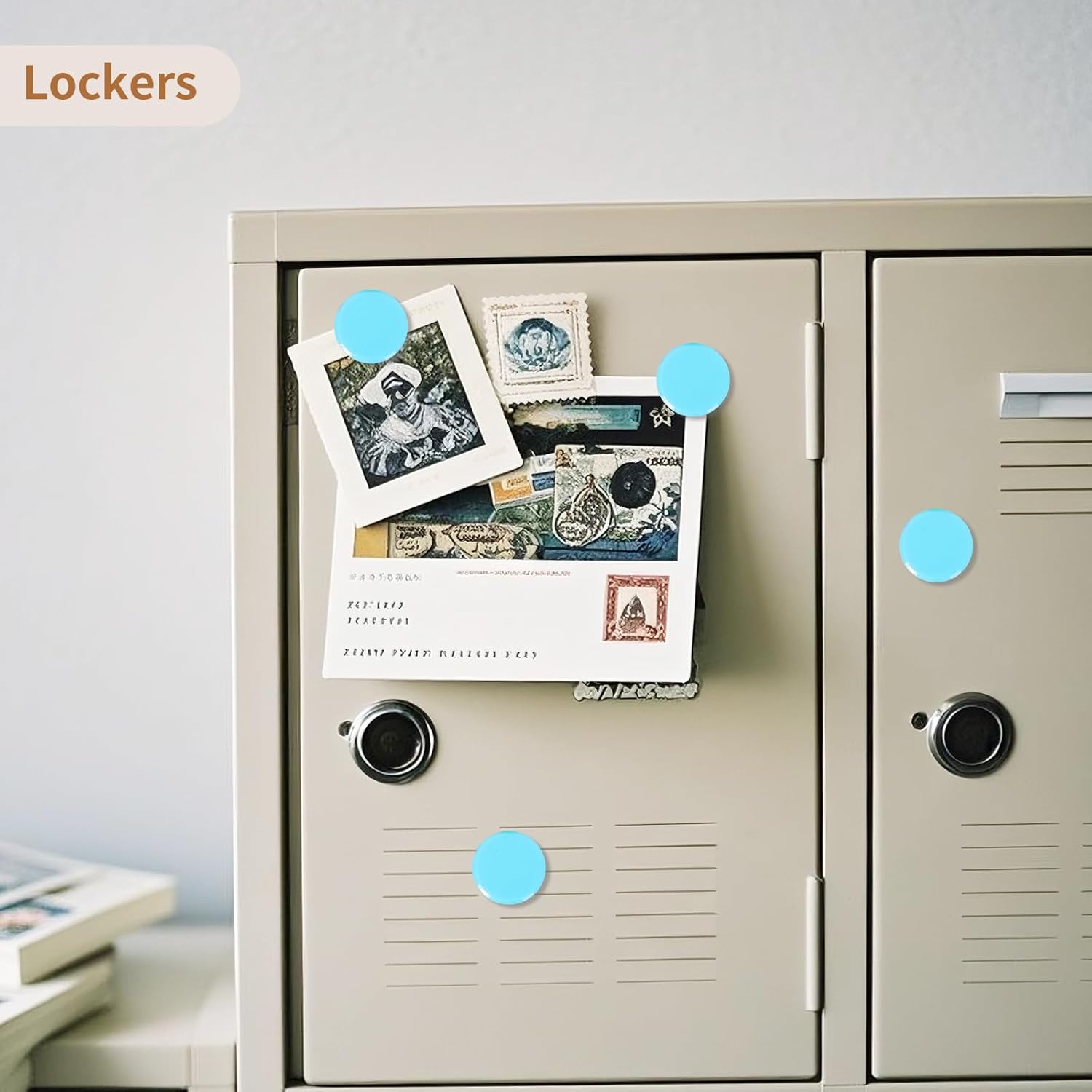 Detalle de QOJOPU 30 Magnete – Starke bunte Rundmagneten für Whiteboard, Kühlschrank und Pinnwand (Pastellblau)