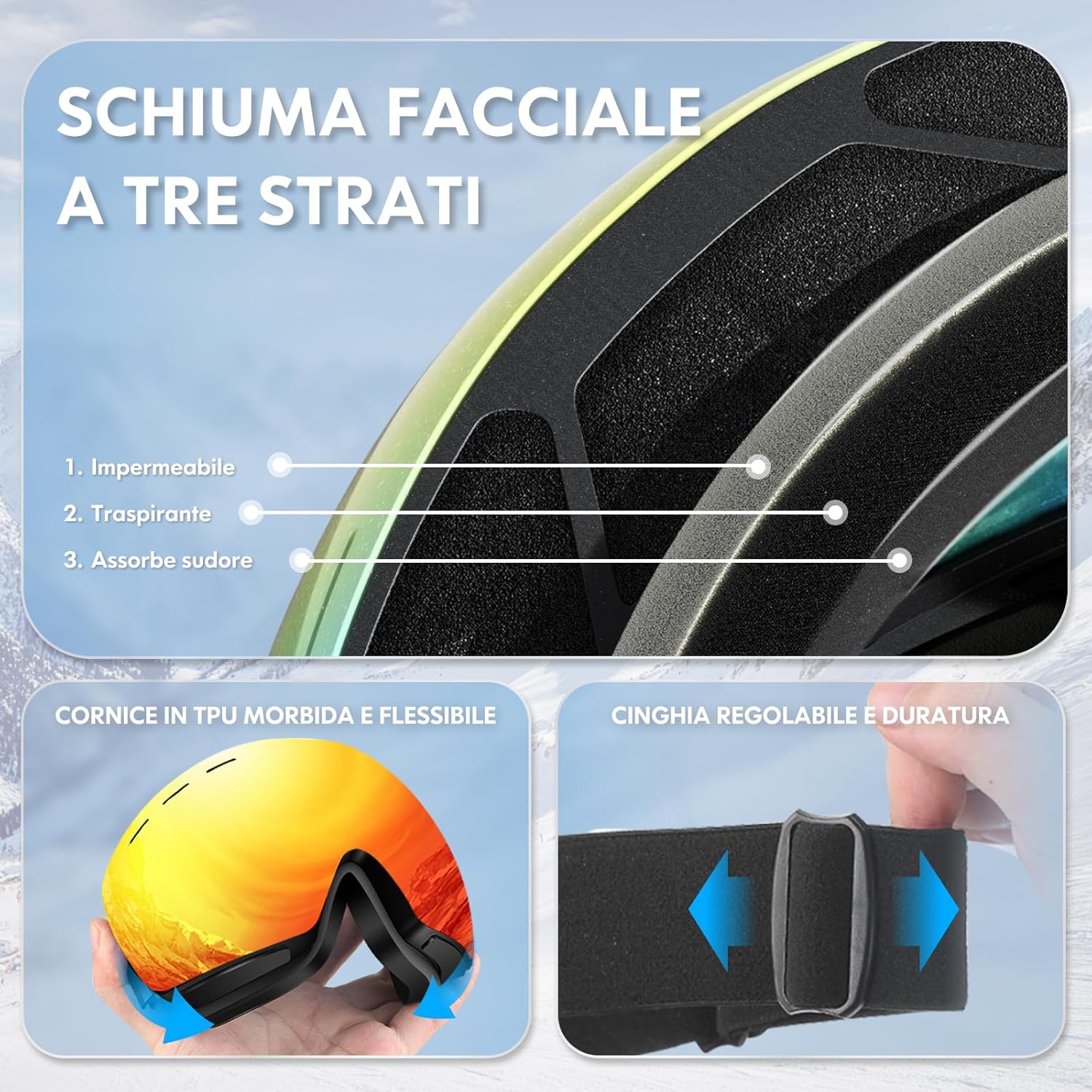 Thumbnail 4 de DADA-PRO Occhiali da sci OTG: ampia visione, anti-appannamento e comfort tutto il giorno