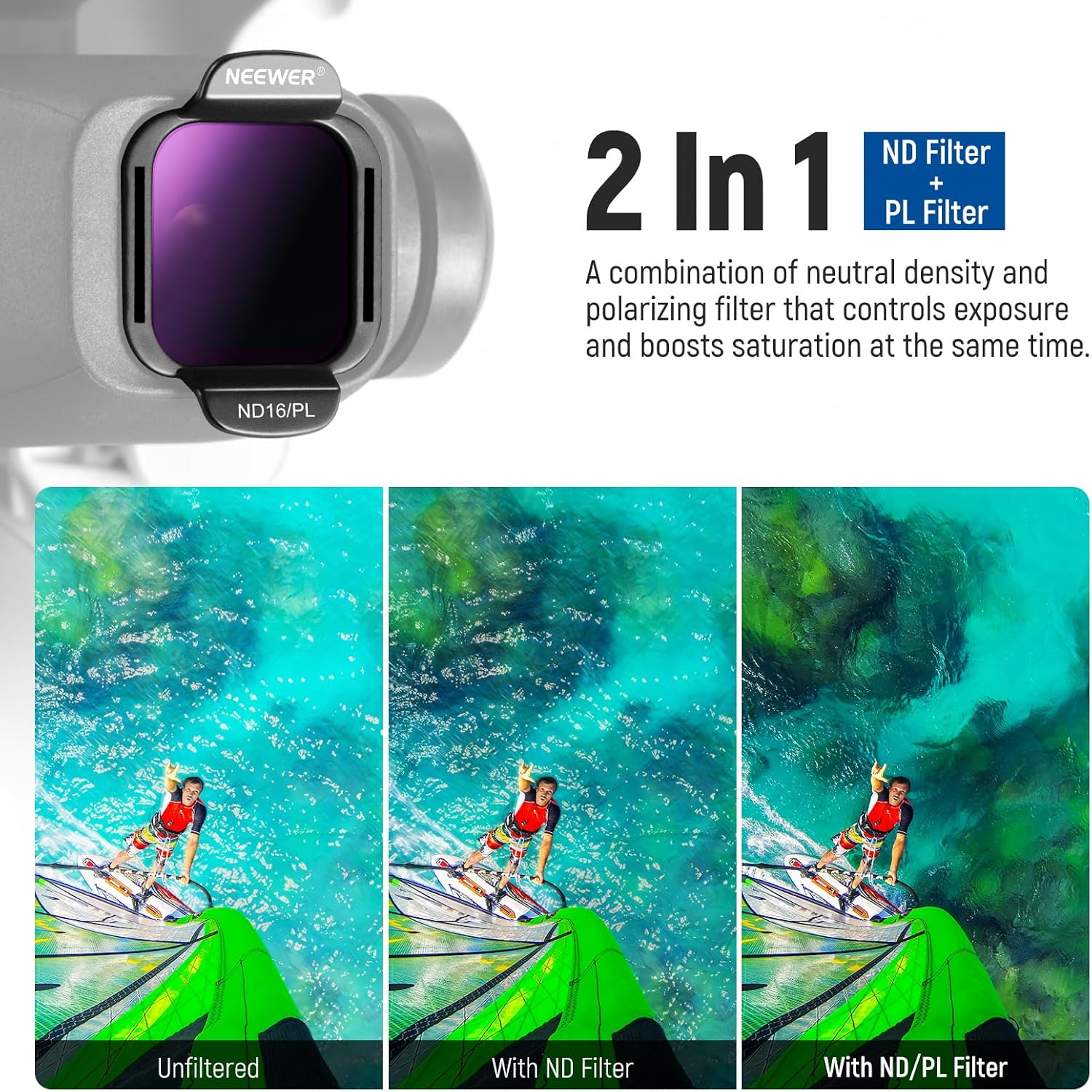 Thumbnail 2 de NEEWER ND/PL Filterset FL-N37 für DJI Flip & Lito X1 – ND8/PL, ND16/PL, ND32/PL