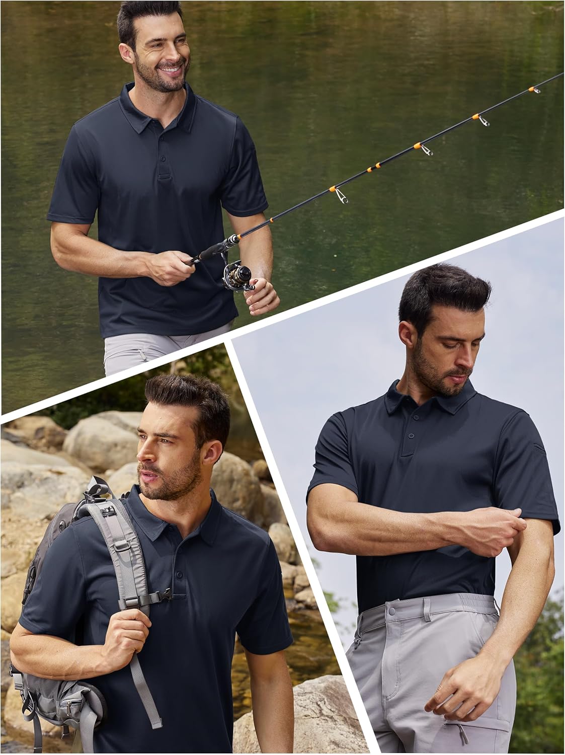Thumbnail 1 de TACVASEN Men's Breathable Golf Polo Shirt – Quick Dry Short Sleeve